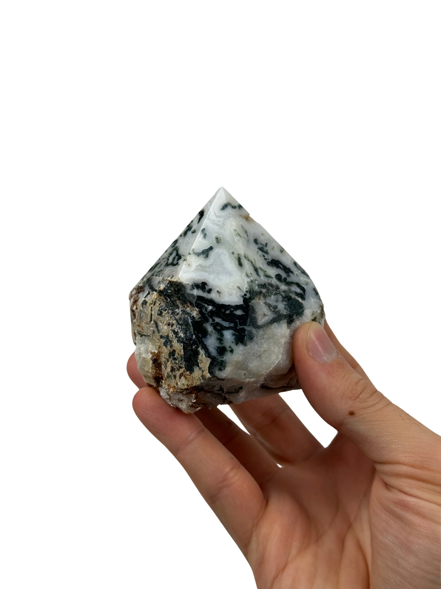 Moss agate top polish - natural, India, view 6 - The Crystal Showroom