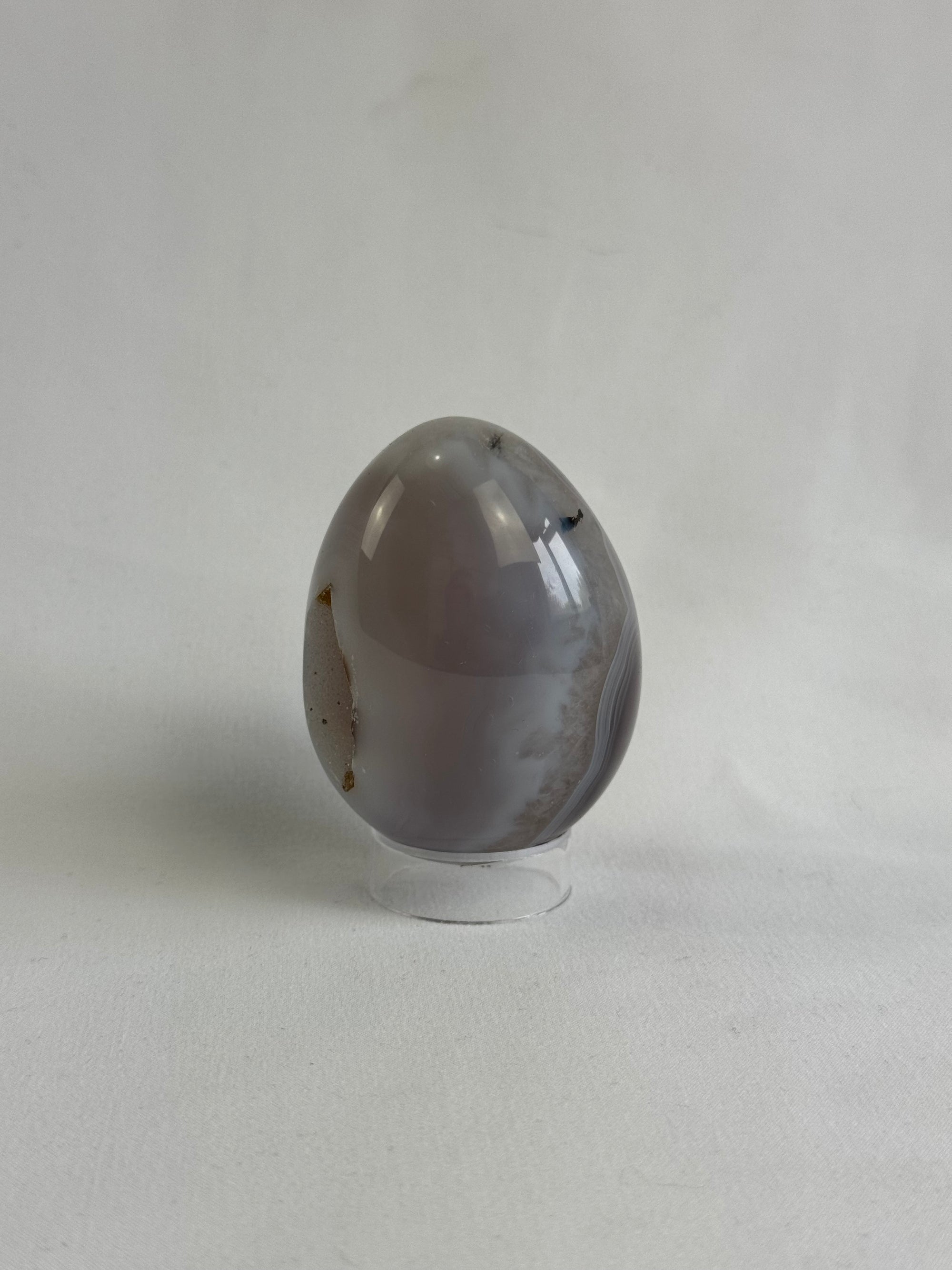 Agate egg - brazilian, with quartz geode, view 2 - The Crystal Showroom