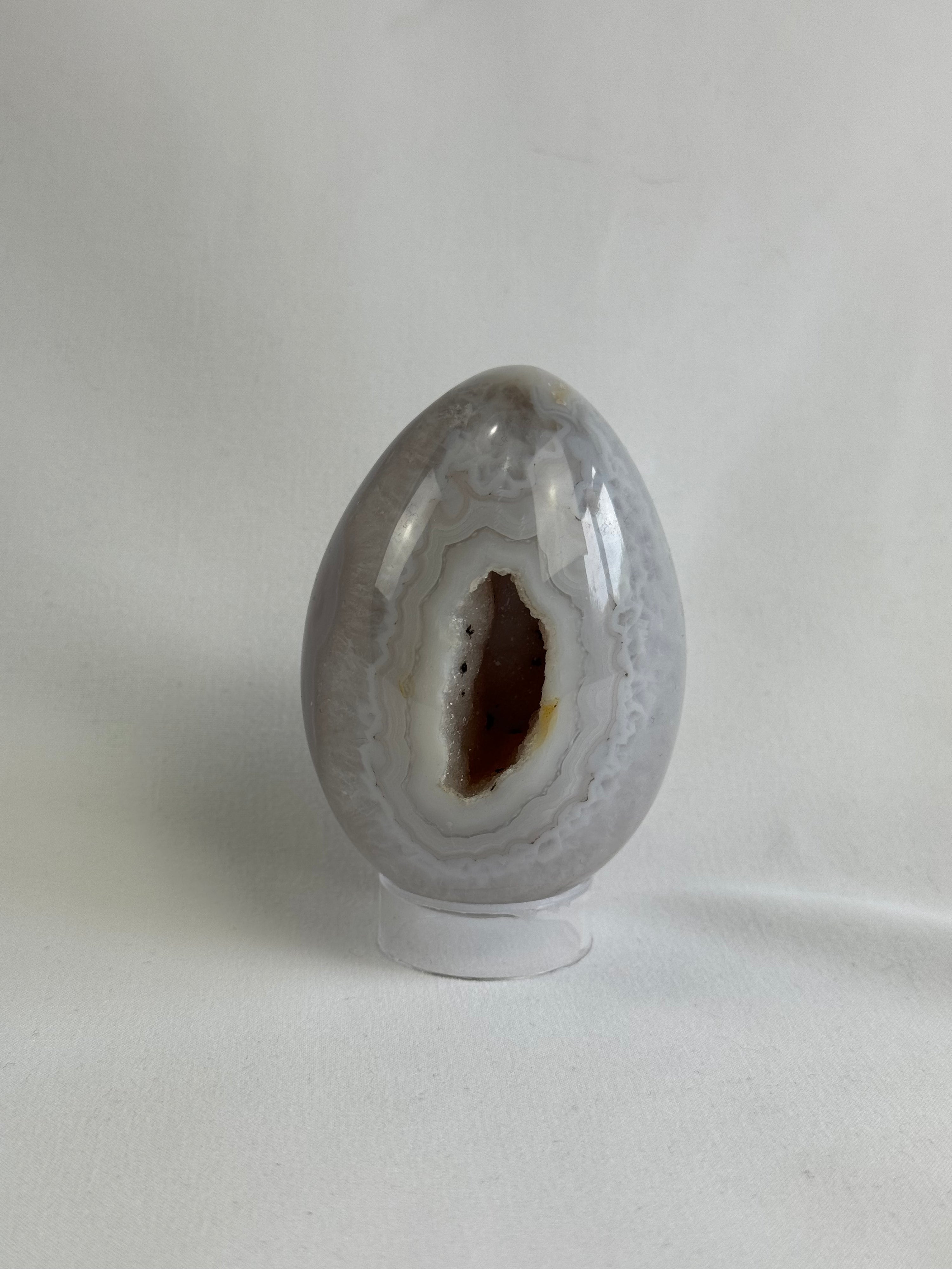Agate egg - brazilian, with quartz geode - The Crystal Showroom