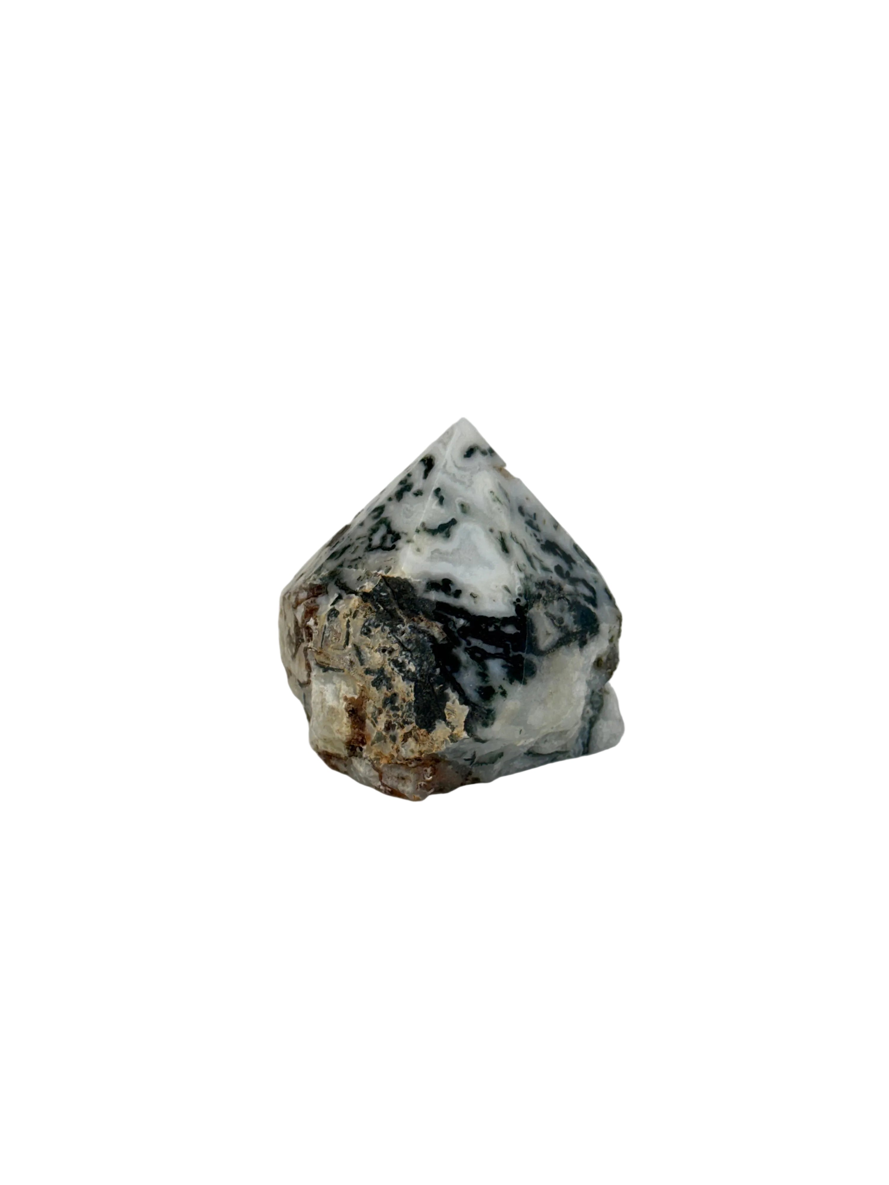 Moss agate top polish - natural, India, view 5 - The Crystal Showroom