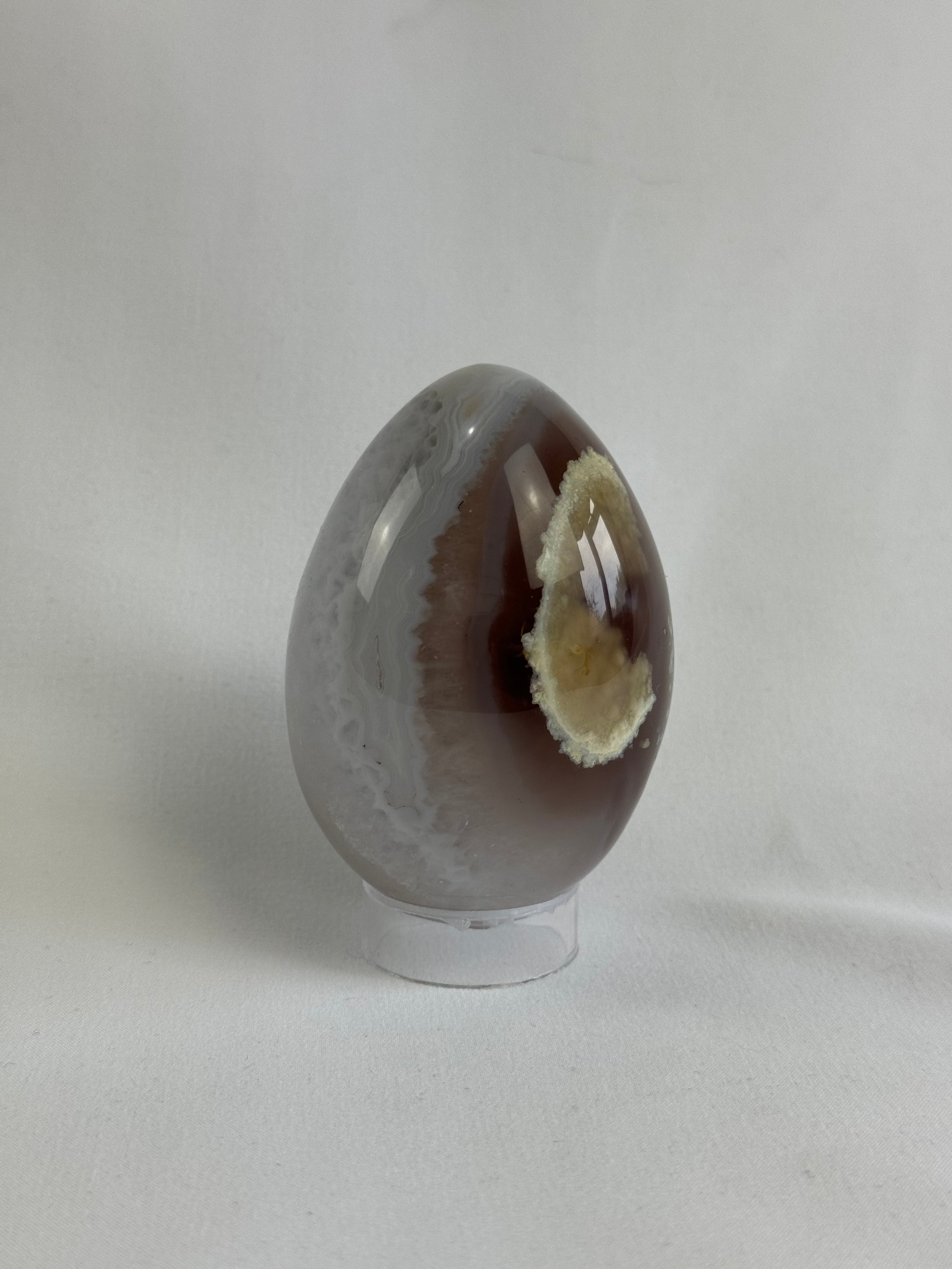Agate egg - brazilian, with quartz geode, view 3 - The Crystal Showroom