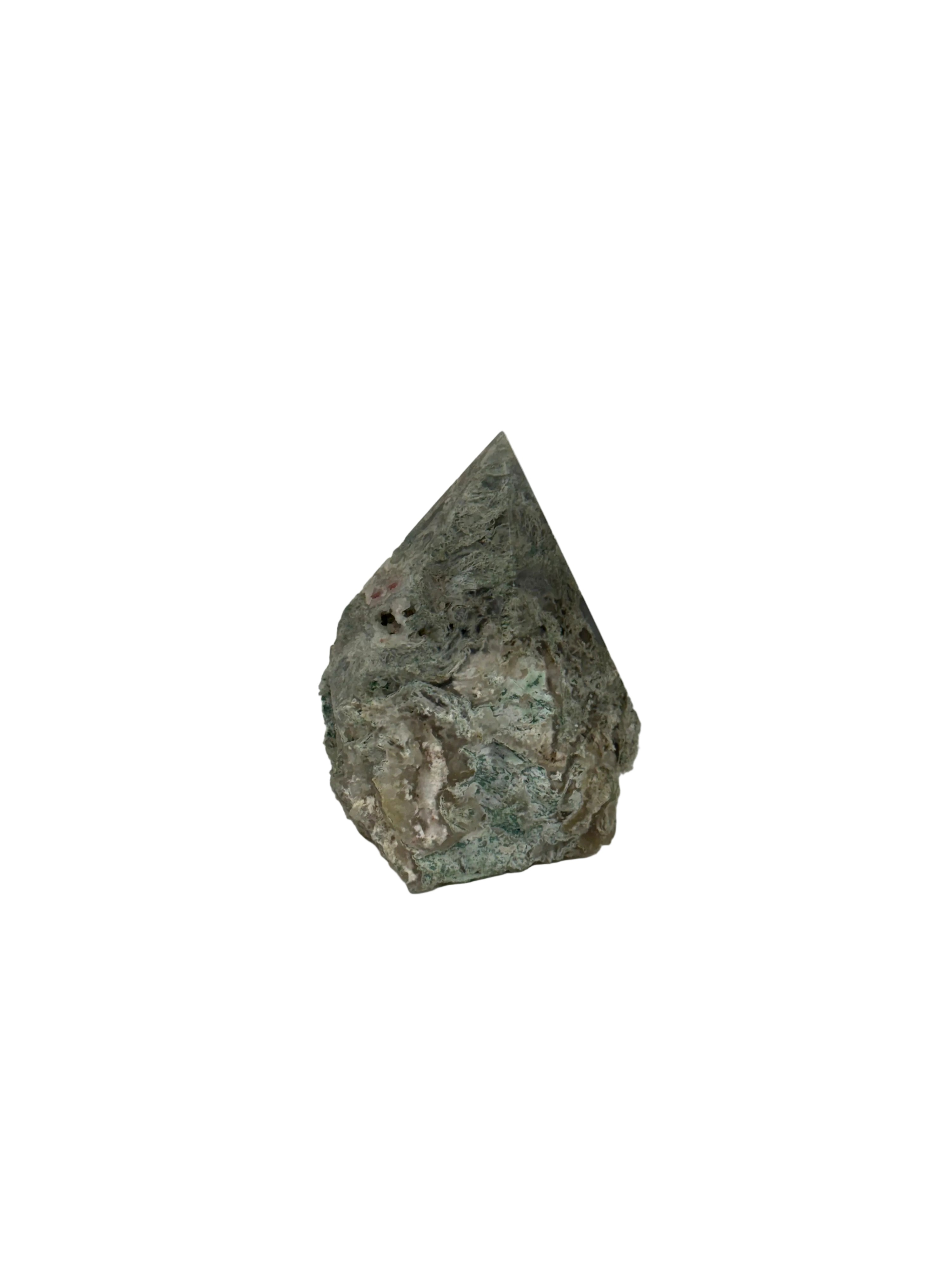 Moss agate top polish - natural, India, view 3 - The Crystal Showroom
