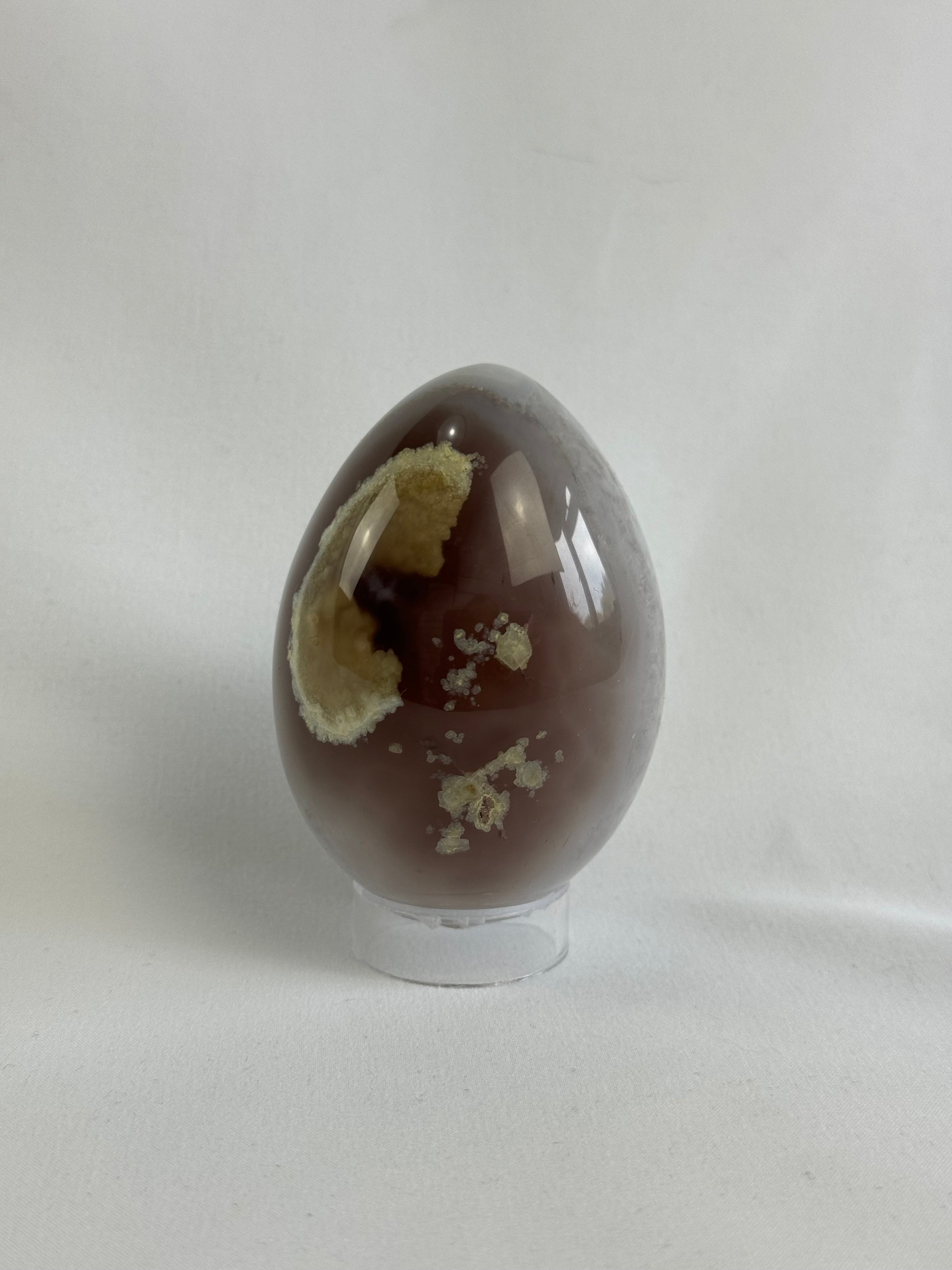 Agate egg - brazilian, with quartz geode, view 4 - The Crystal Showroom