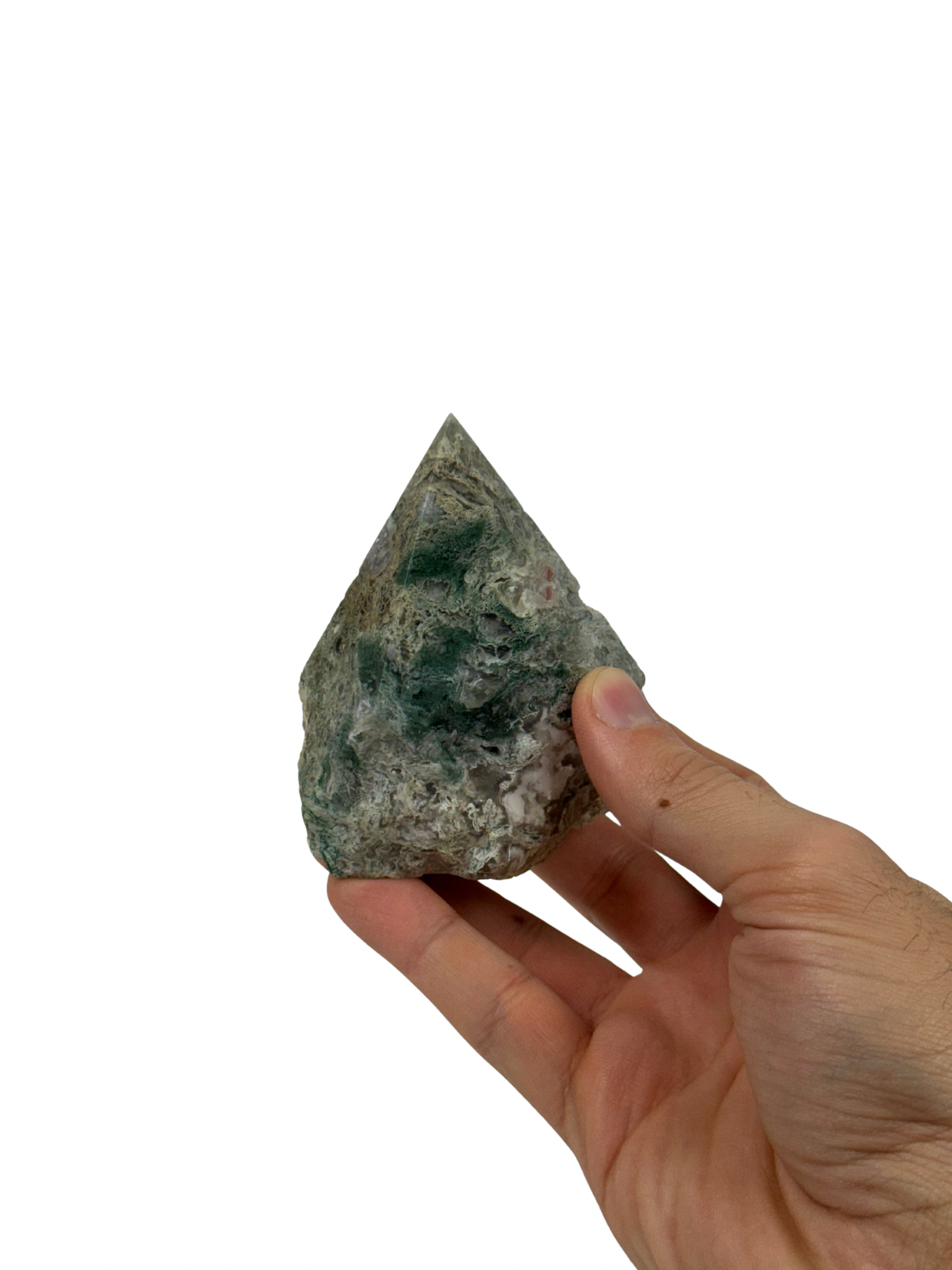 Moss agate top polish - natural, India, view 5 - The Crystal Showroom