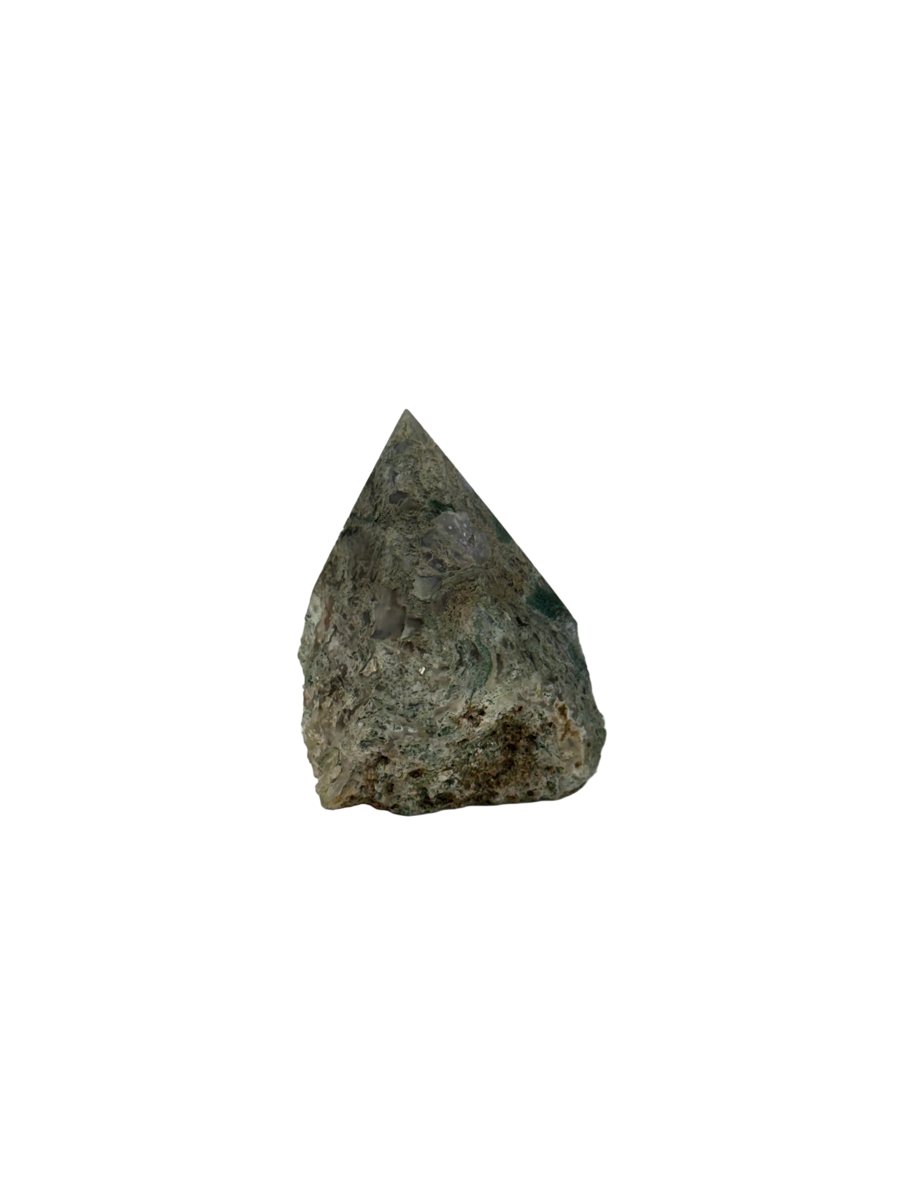 Moss agate top polish - natural, India, view 4 - The Crystal Showroom