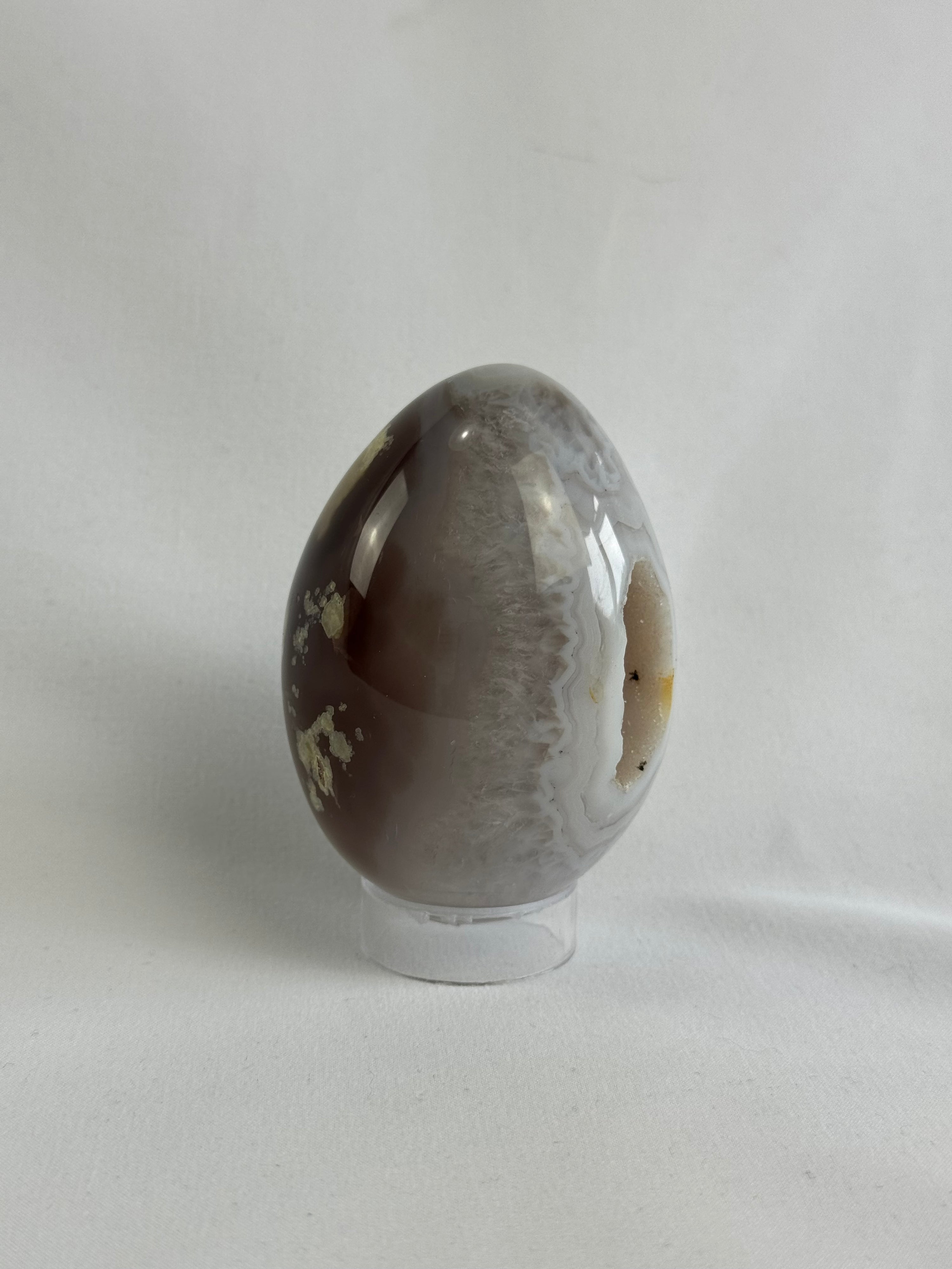 Agate egg - brazilian, with quartz geode, view 5 - The Crystal Showroom