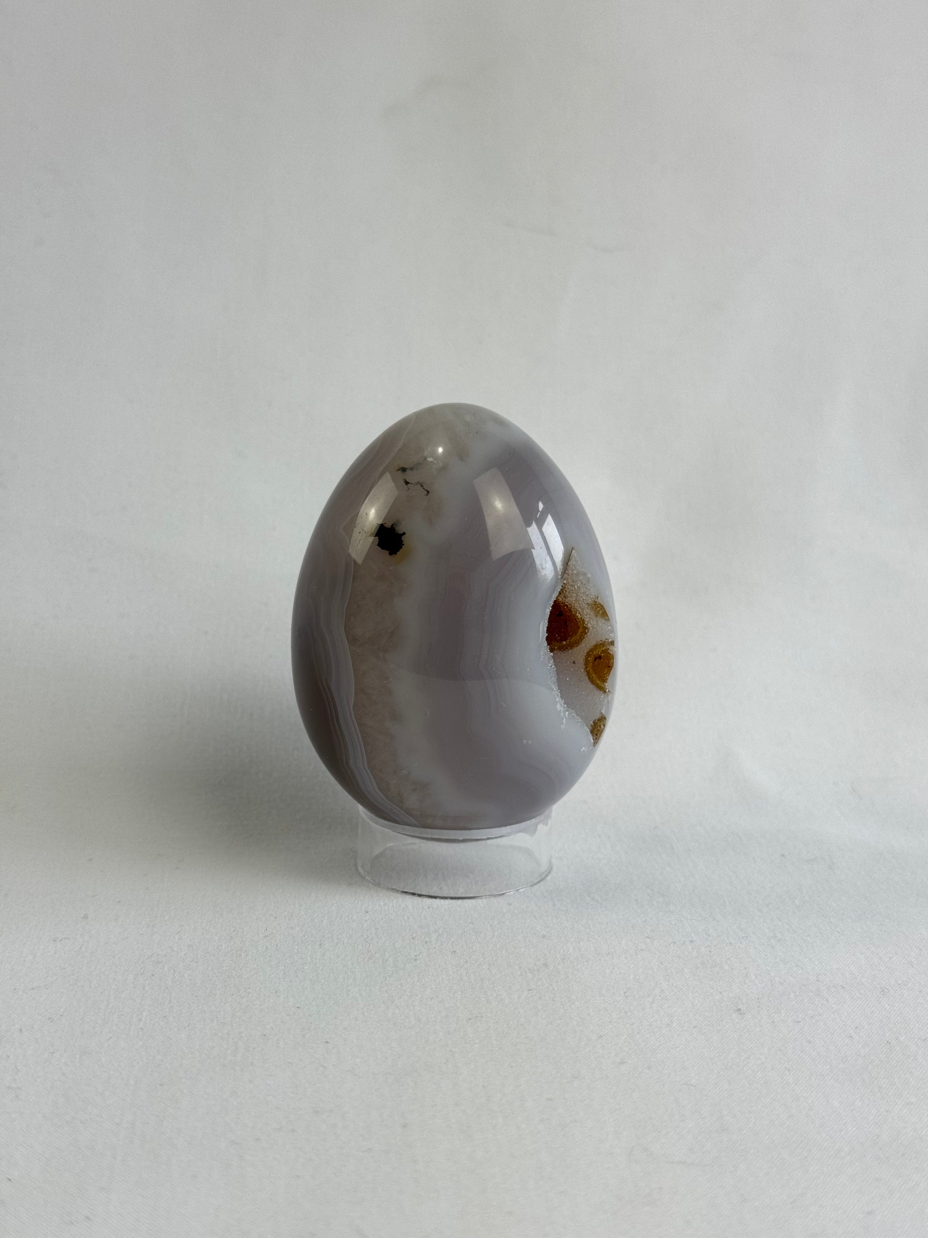 Agate egg - brazilian, with quartz geode, view 5 - The Crystal Showroom