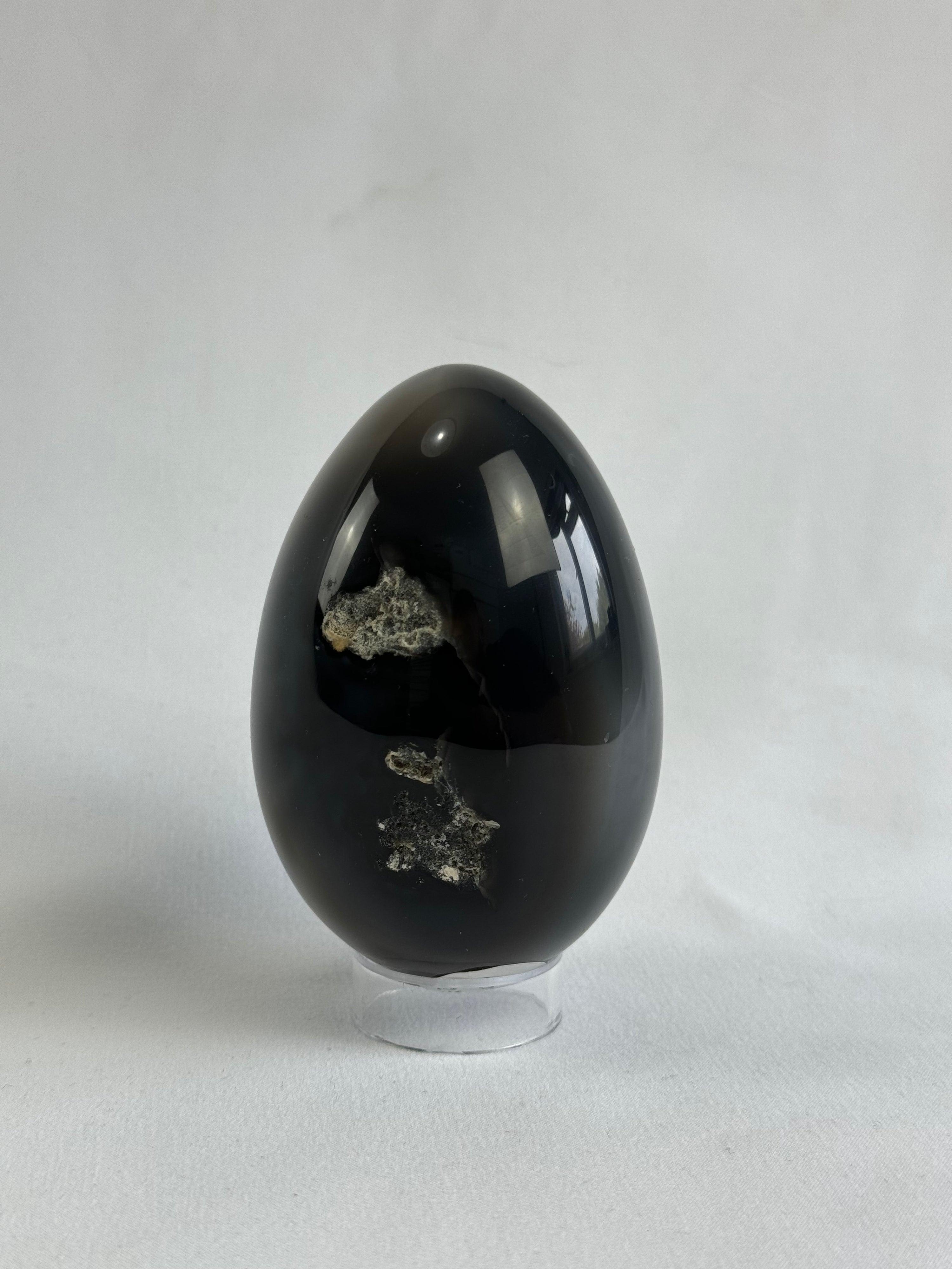 Agate egg - brazilian, with quartz geode, view 3 - The Crystal Showroom