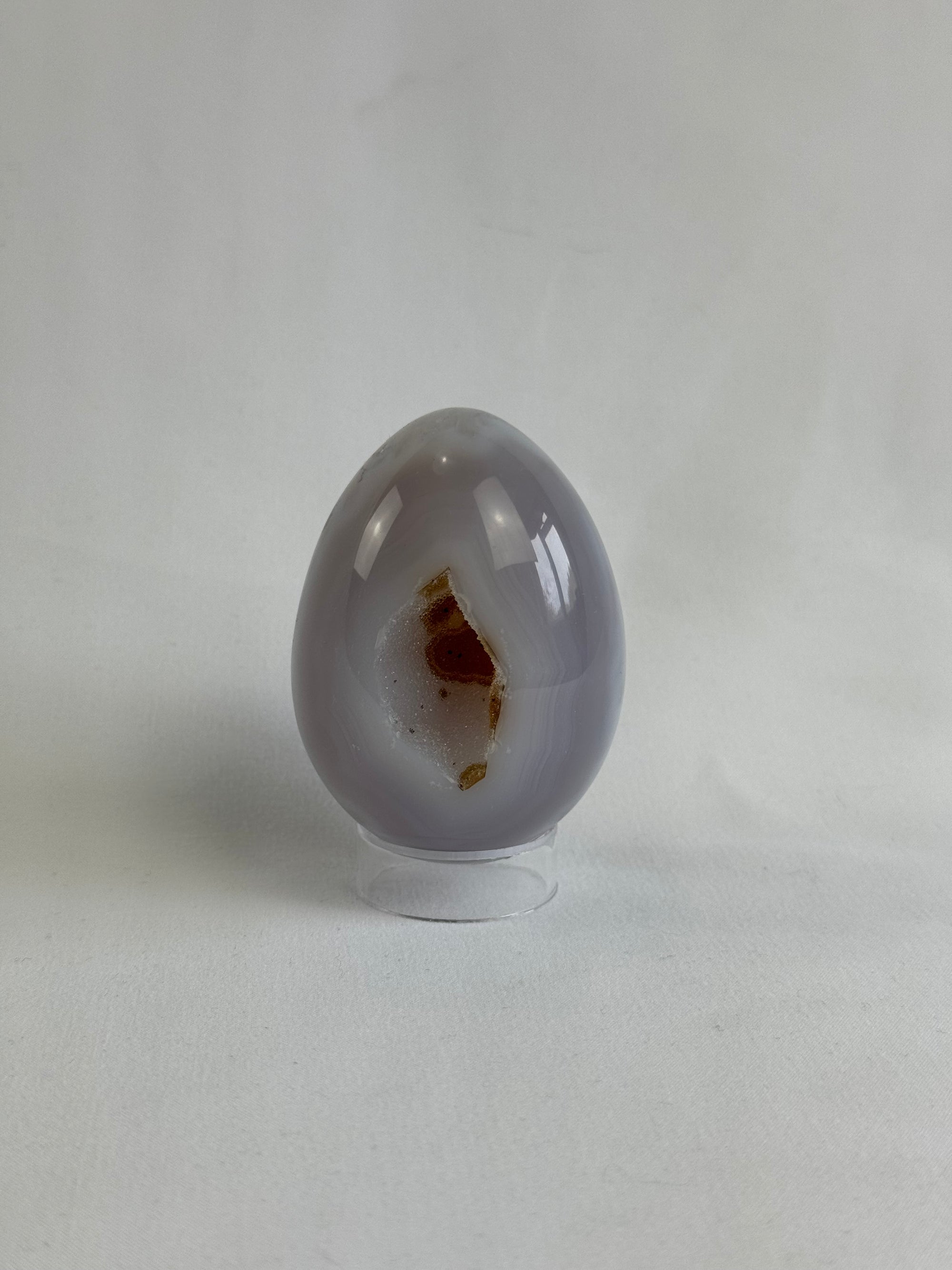 Agate egg - brazilian, with quartz geode - The Crystal Showroom