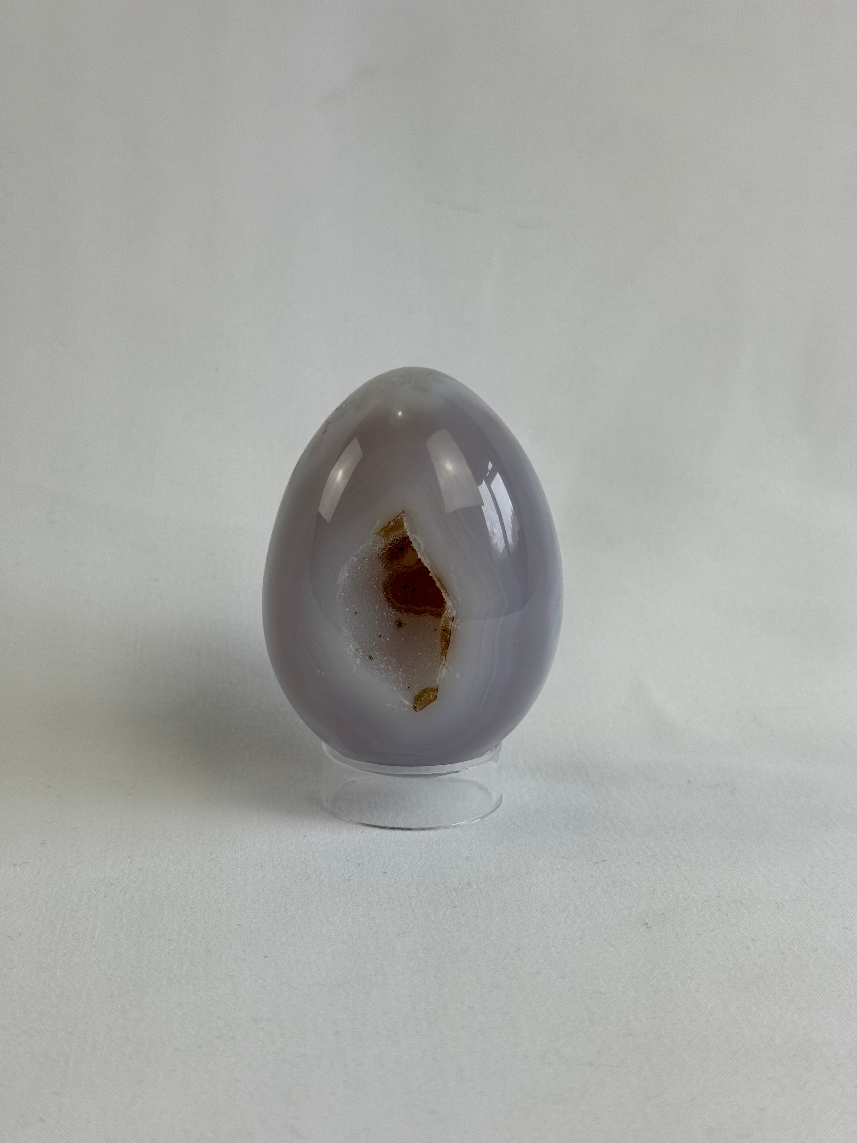 Agate egg - brazilian, with quartz geode - The Crystal Showroom