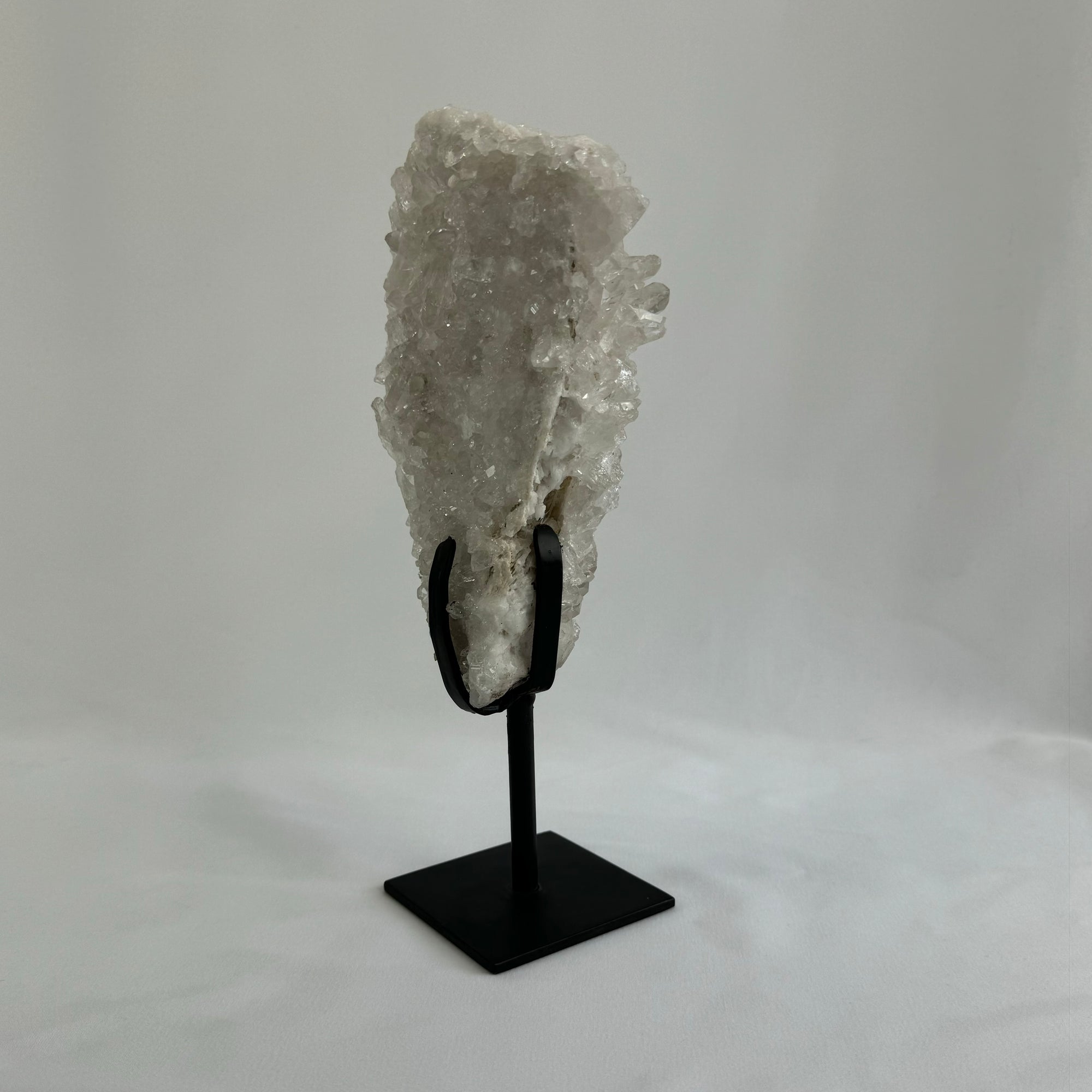 Clear quartz cluster on stand - natural, Brazil, view 2 - The Crystal Showroom