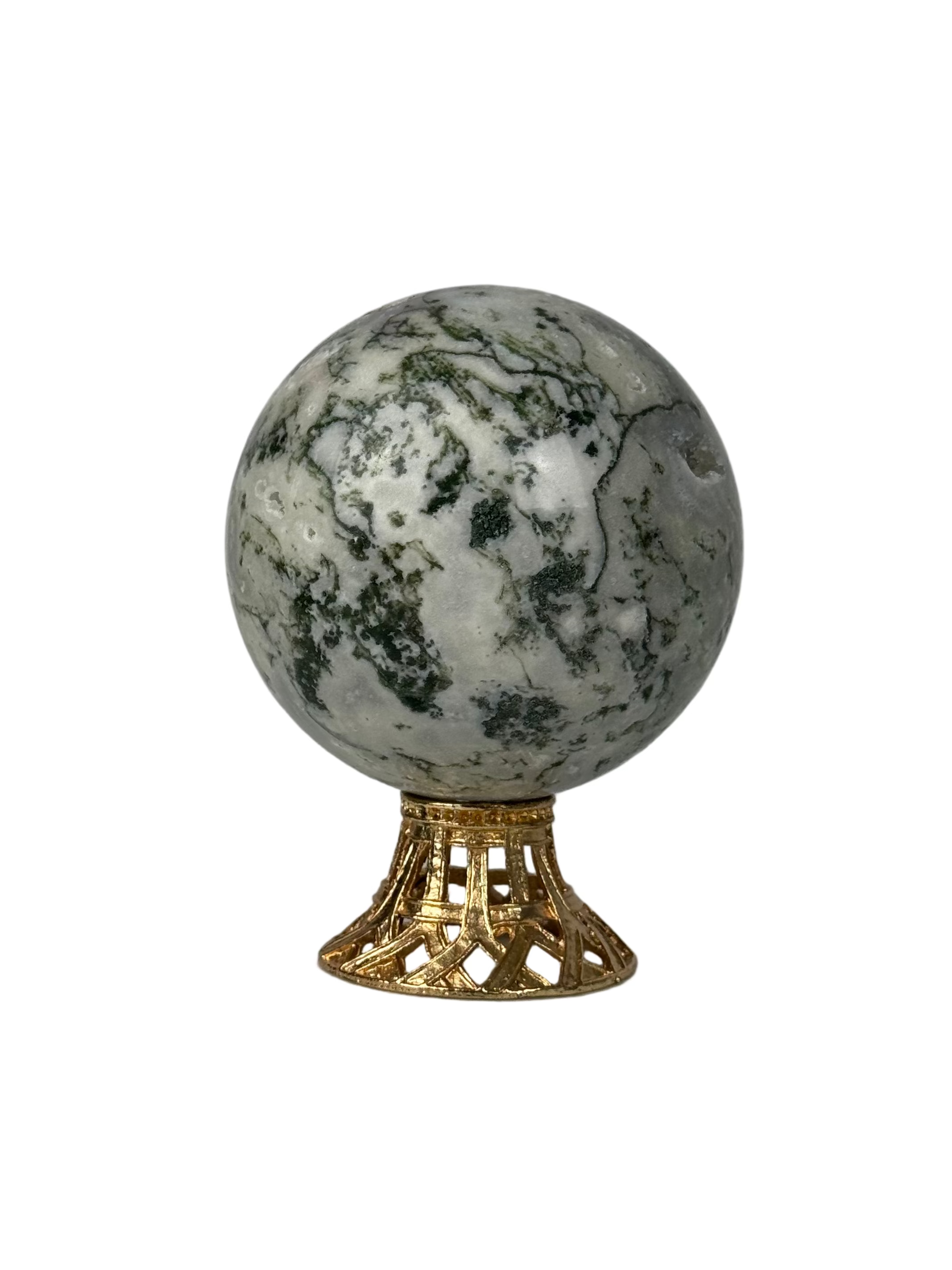 Moss agate sphere - natural, India, view 5 - The Crystal Showroom