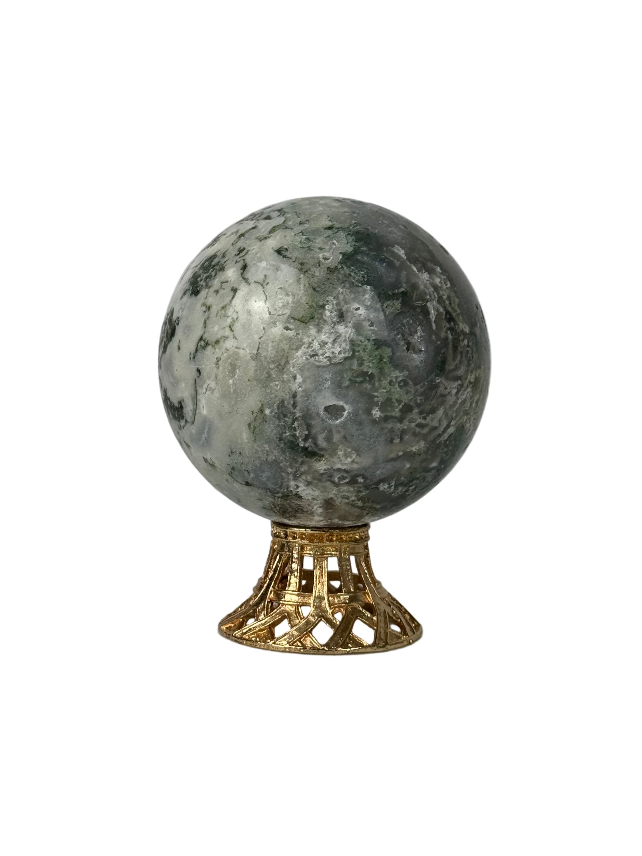 Moss agate sphere - natural, India, view 6 - The Crystal Showroom