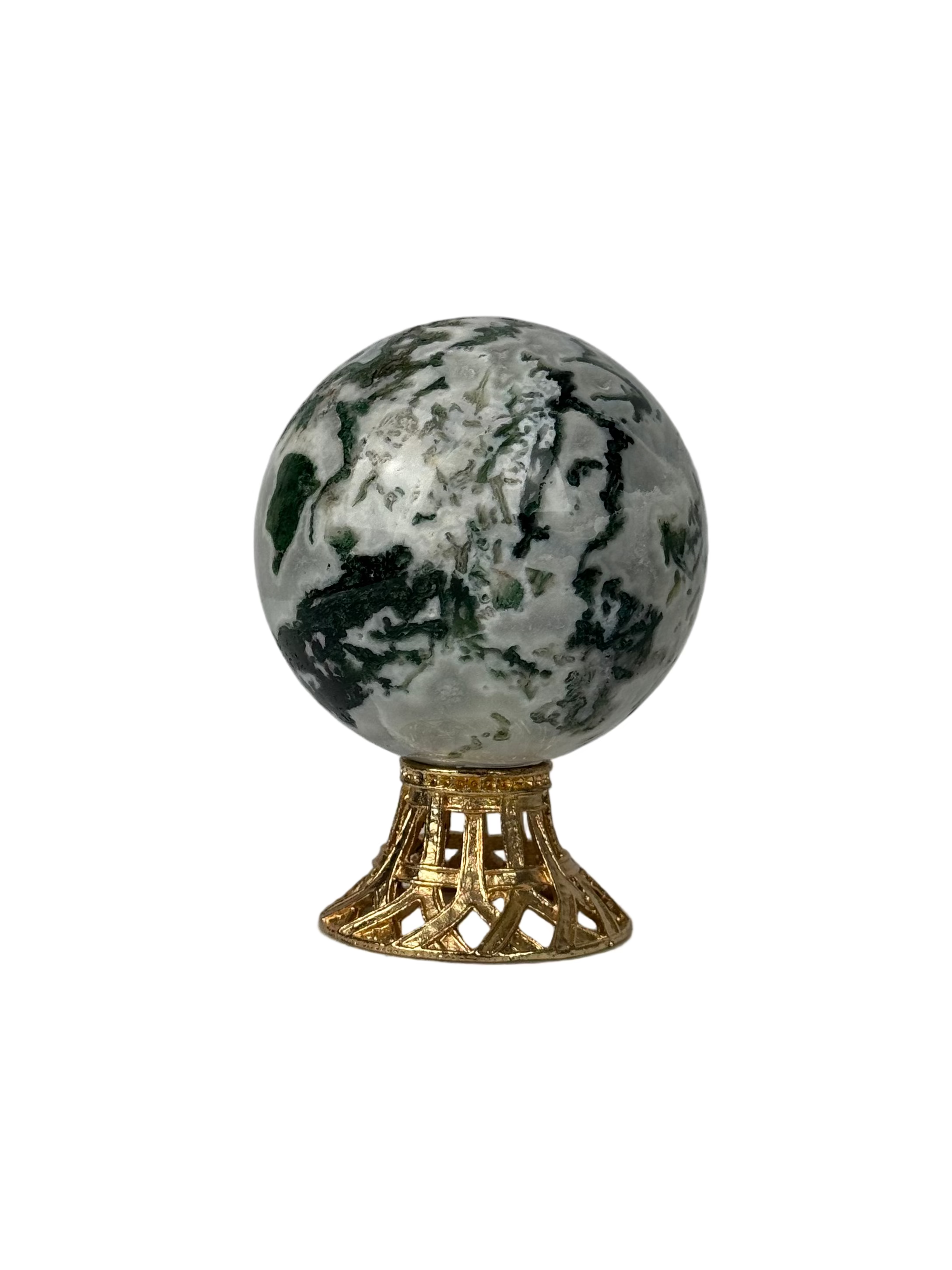Moss agate sphere - natural, India, view 4 - The Crystal Showroom