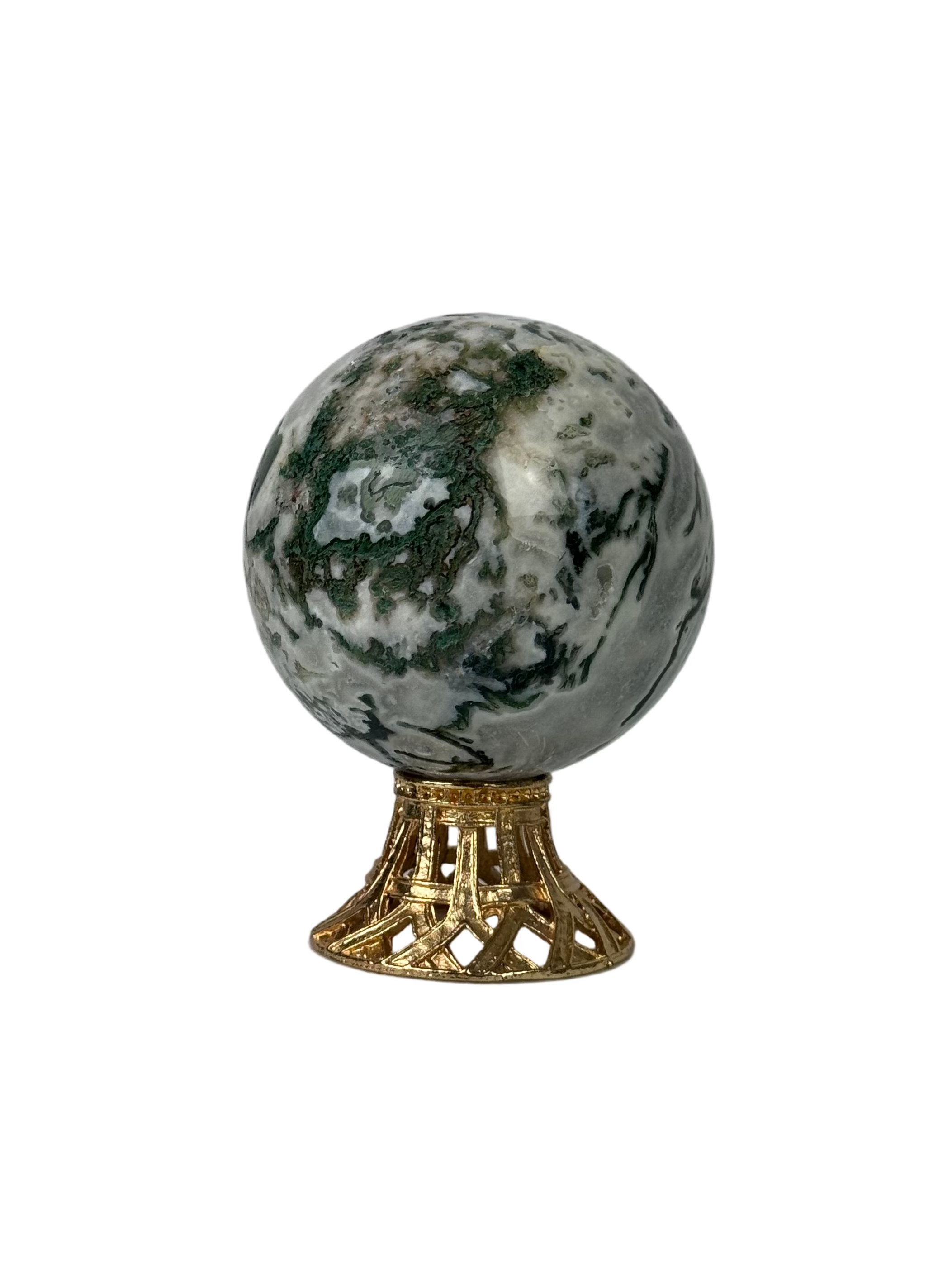 Moss agate sphere - natural, India, view 6 - The Crystal Showroom