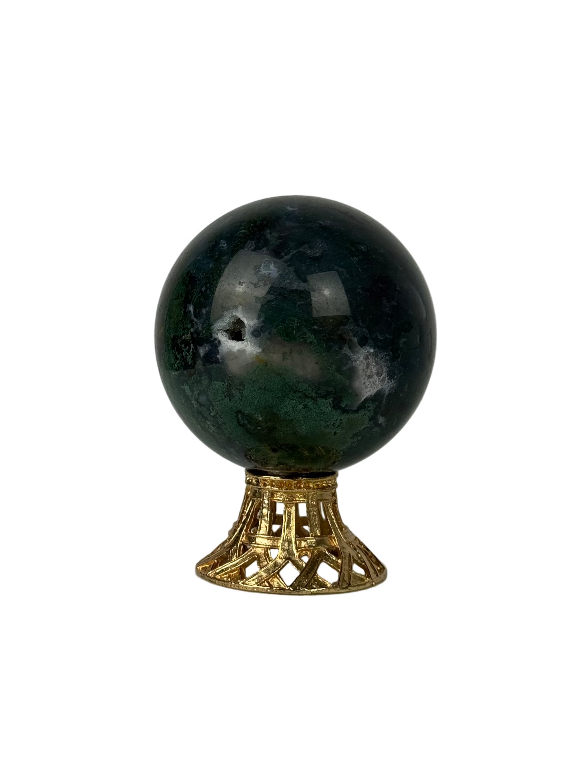 Moss agate sphere - natural, India - The Crystal Showroom