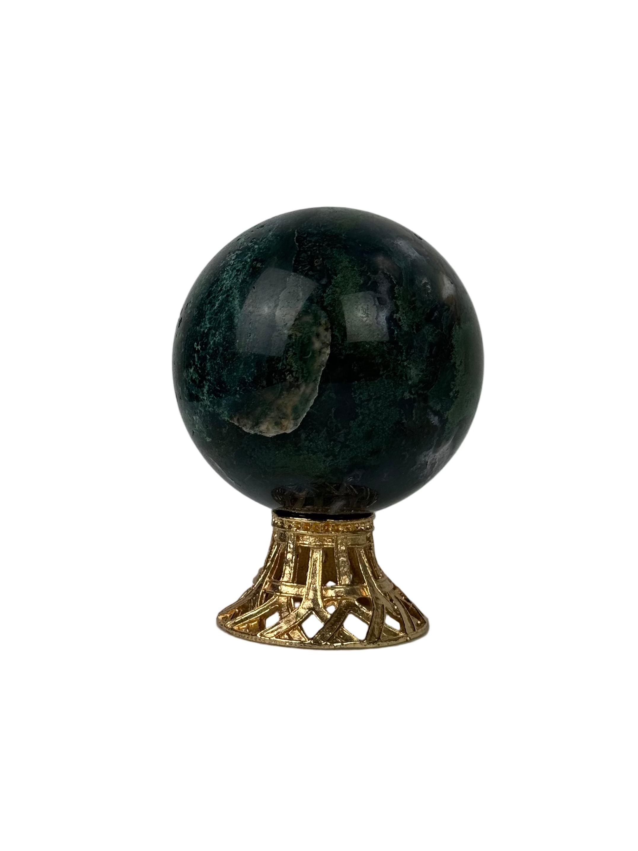 Moss agate sphere - natural, India, view 7 - The Crystal Showroom