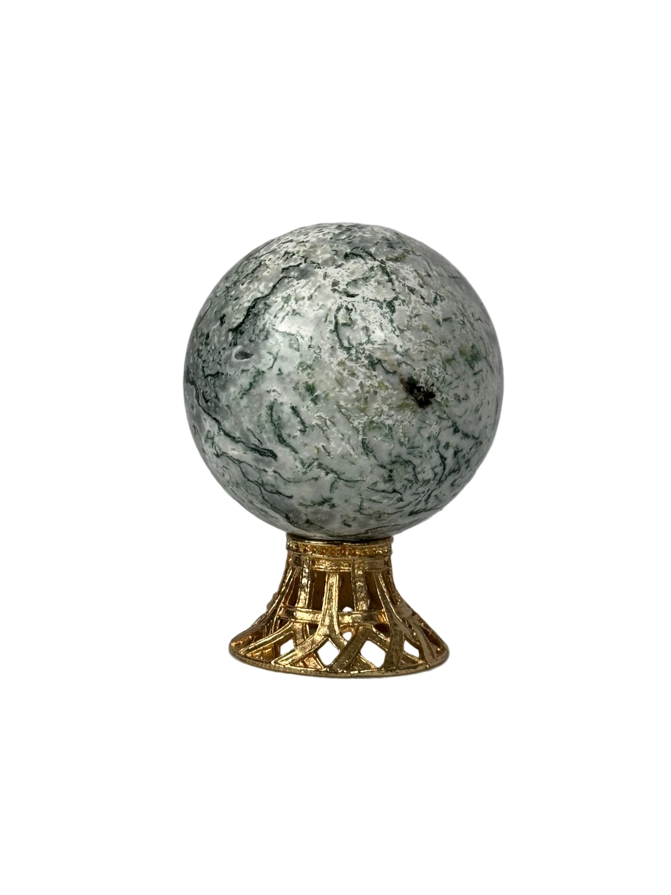 Moss agate sphere - natural, India, view 5 - The Crystal Showroom