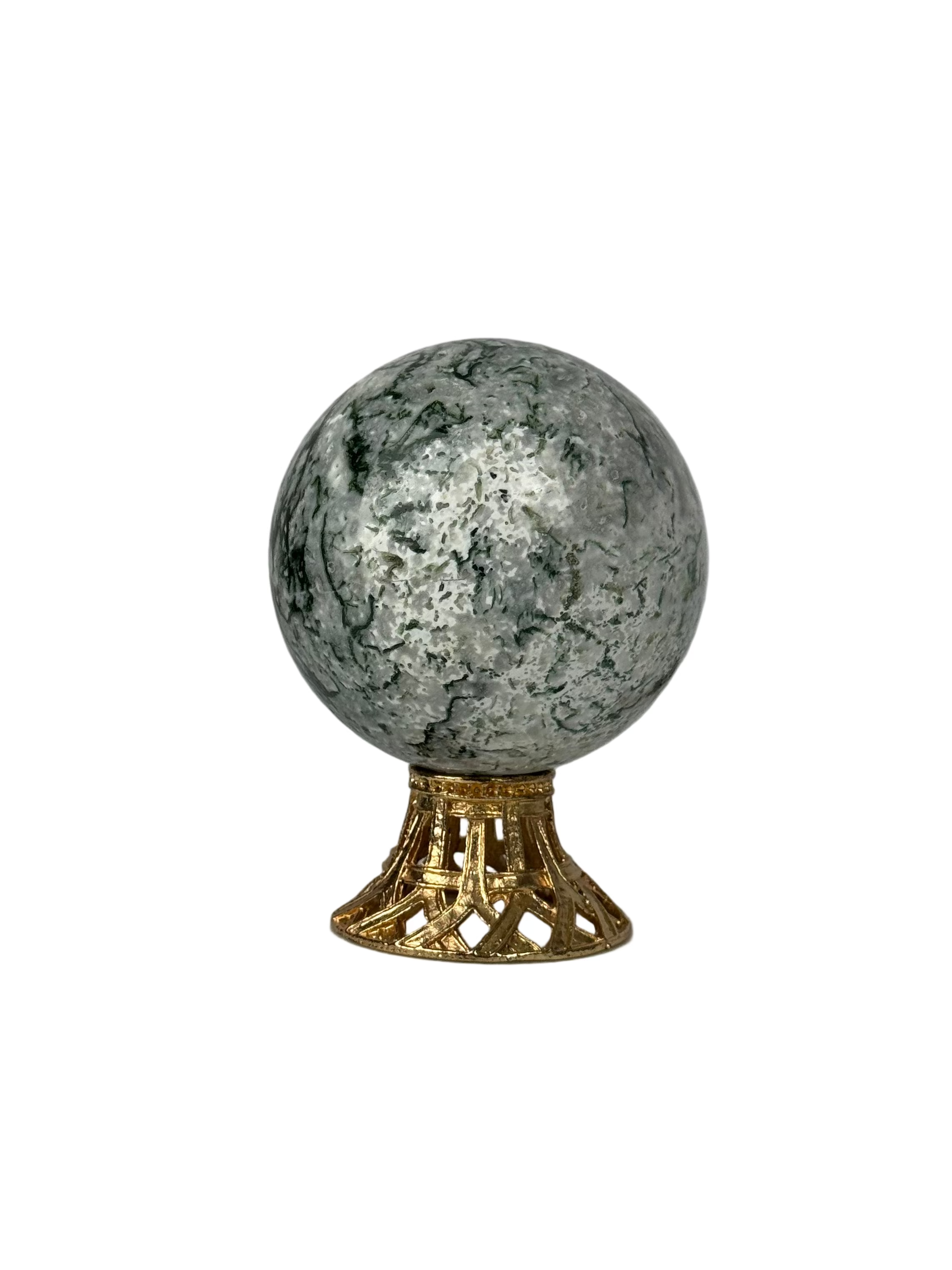 Moss agate sphere - natural, India, view 6 - The Crystal Showroom