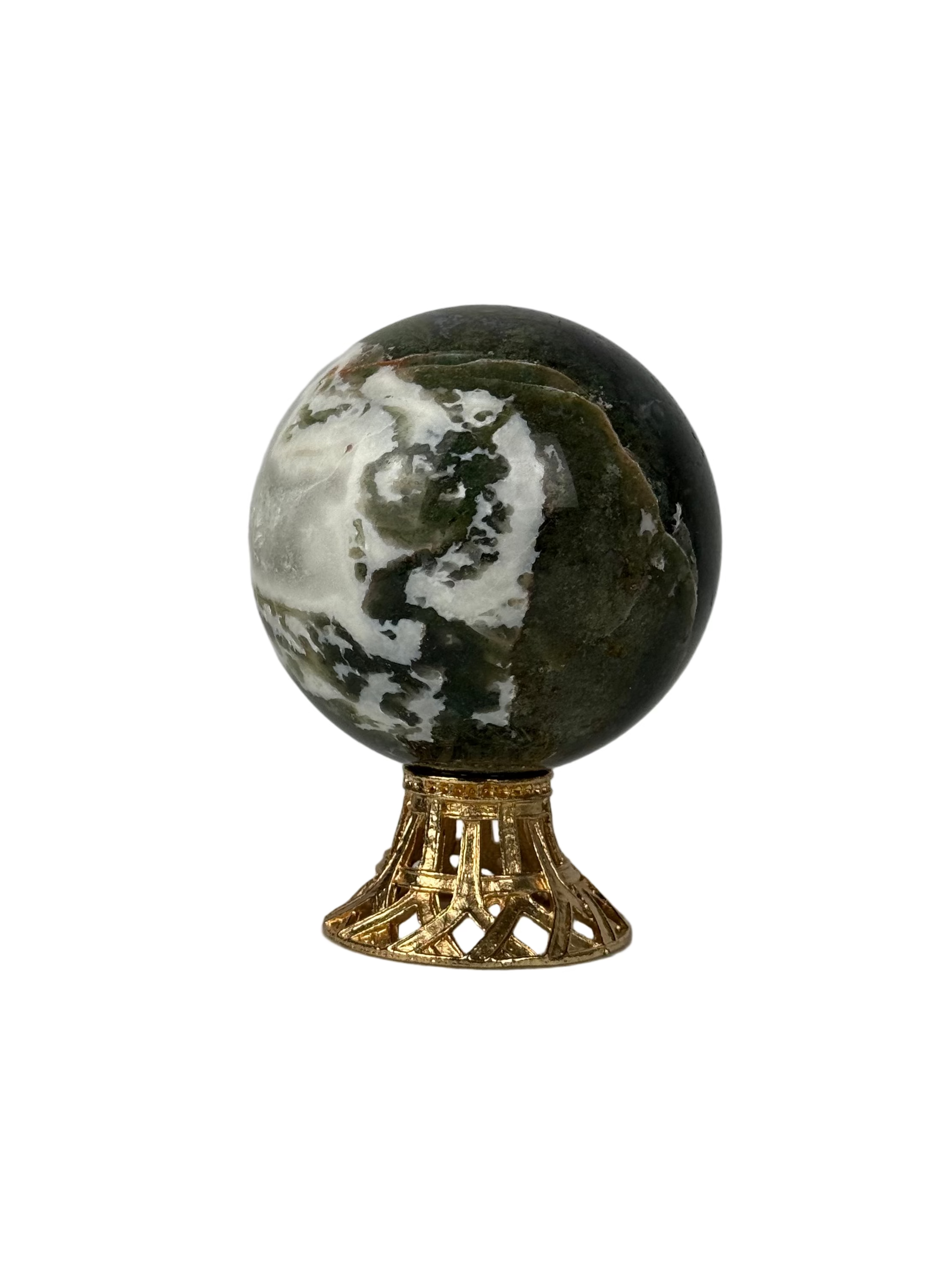 Moss agate sphere - natural, India, view 4 - The Crystal Showroom