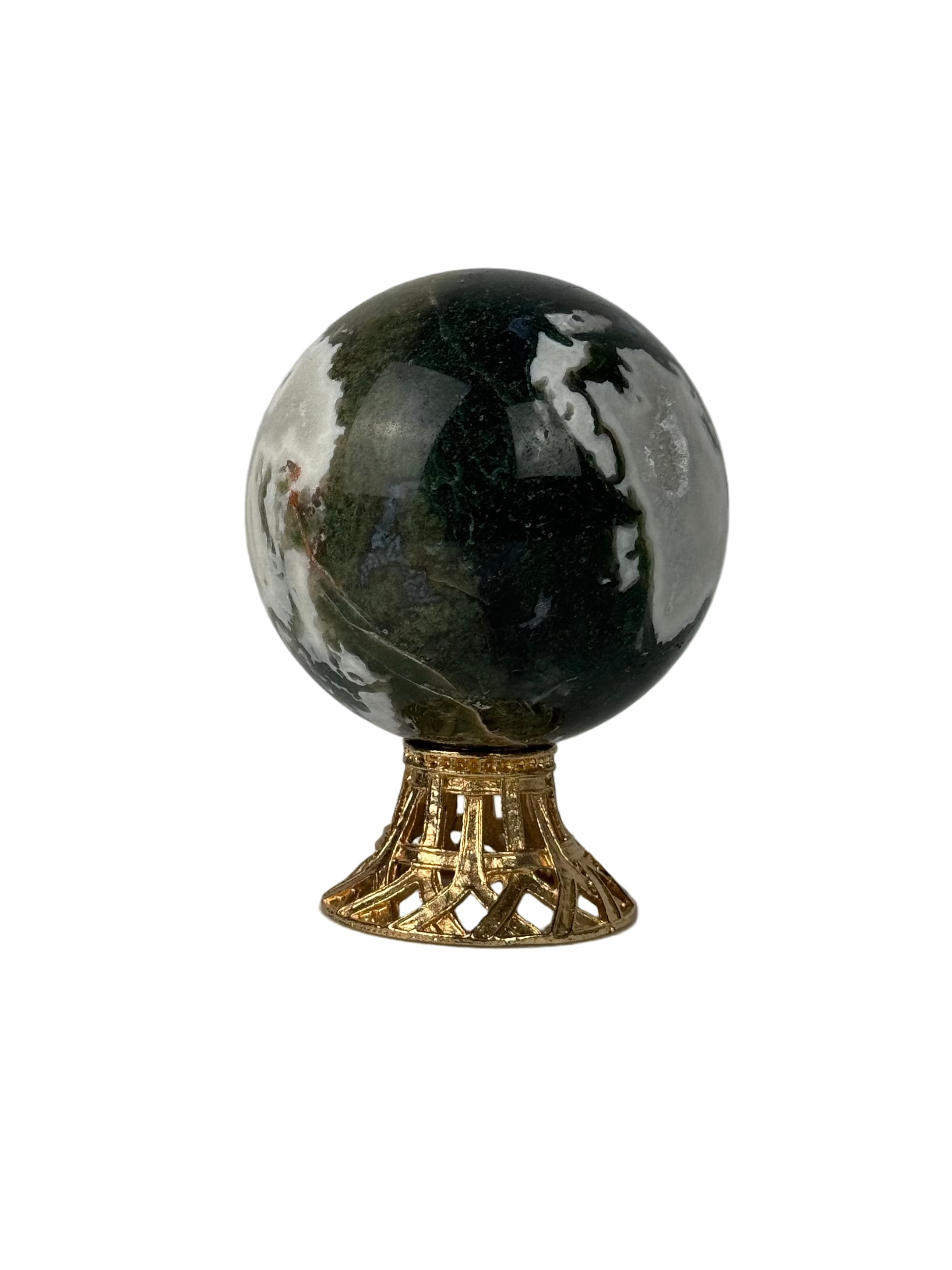 Moss agate sphere - natural, India, view 6 - The Crystal Showroom