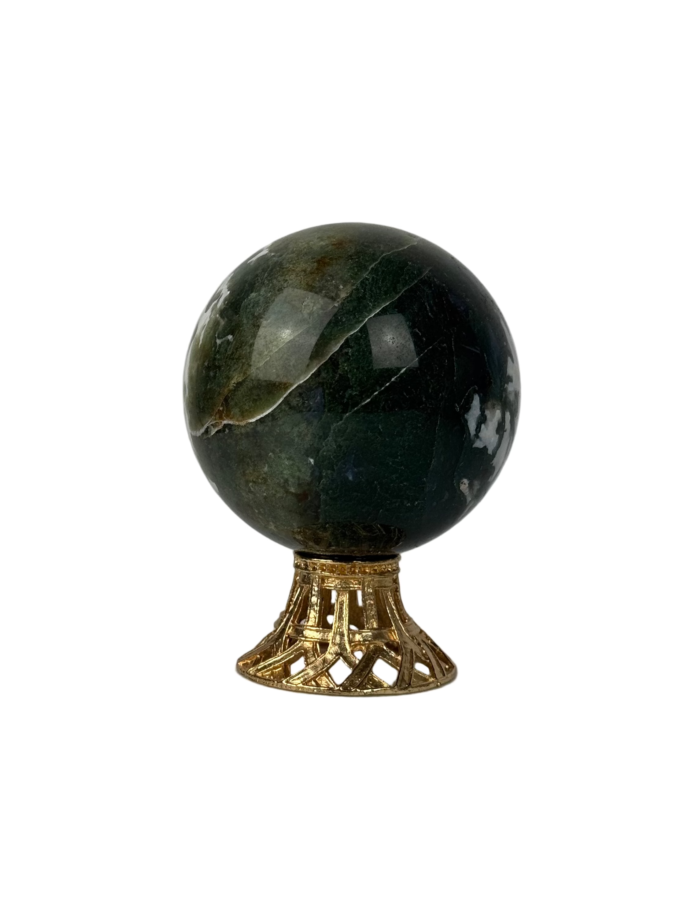 Moss agate sphere - natural, India, view 7 - The Crystal Showroom