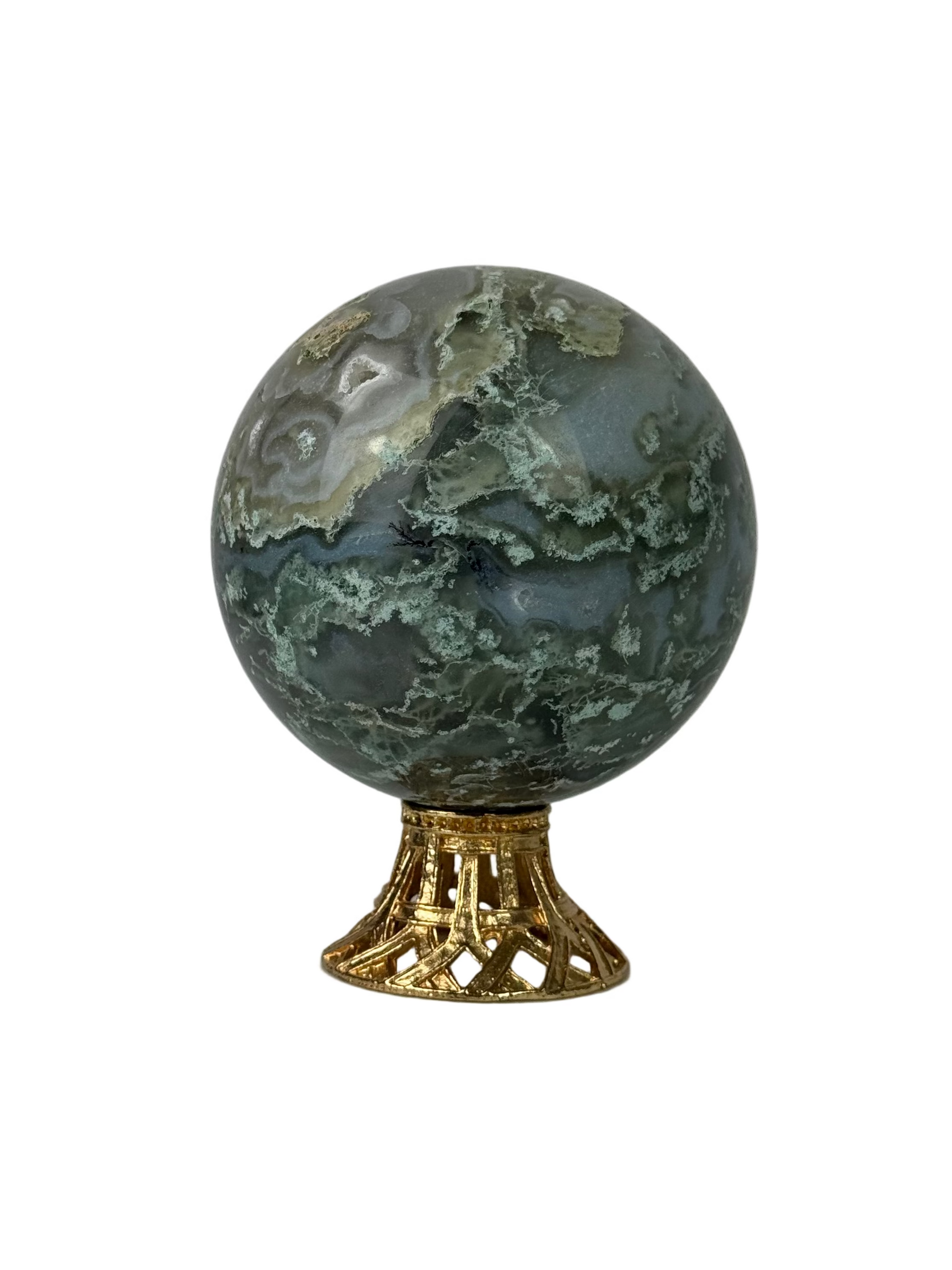 Moss agate sphere - natural, India - The Crystal Showroom