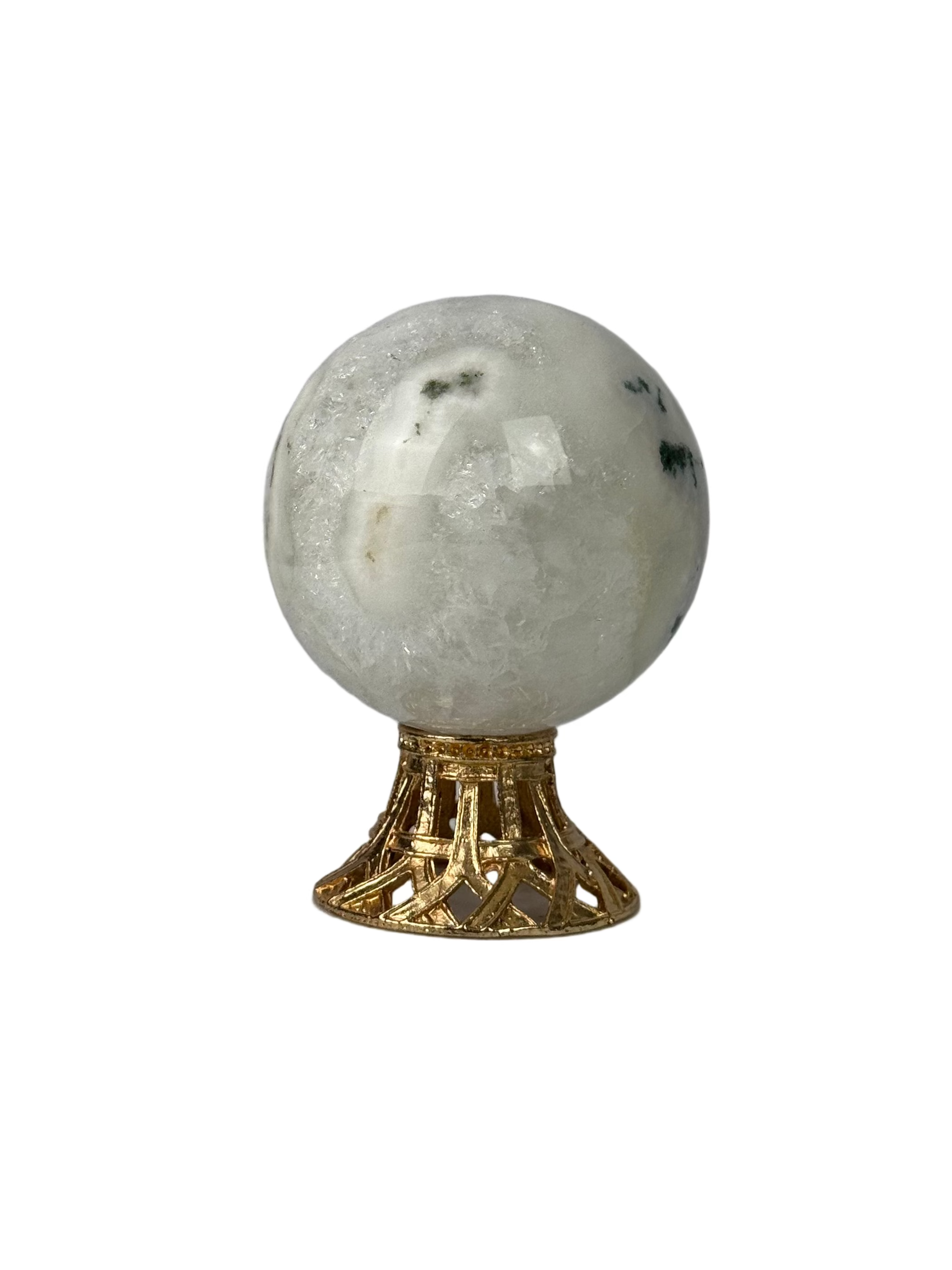 Moss agate sphere - natural, India, view 3 - The Crystal Showroom