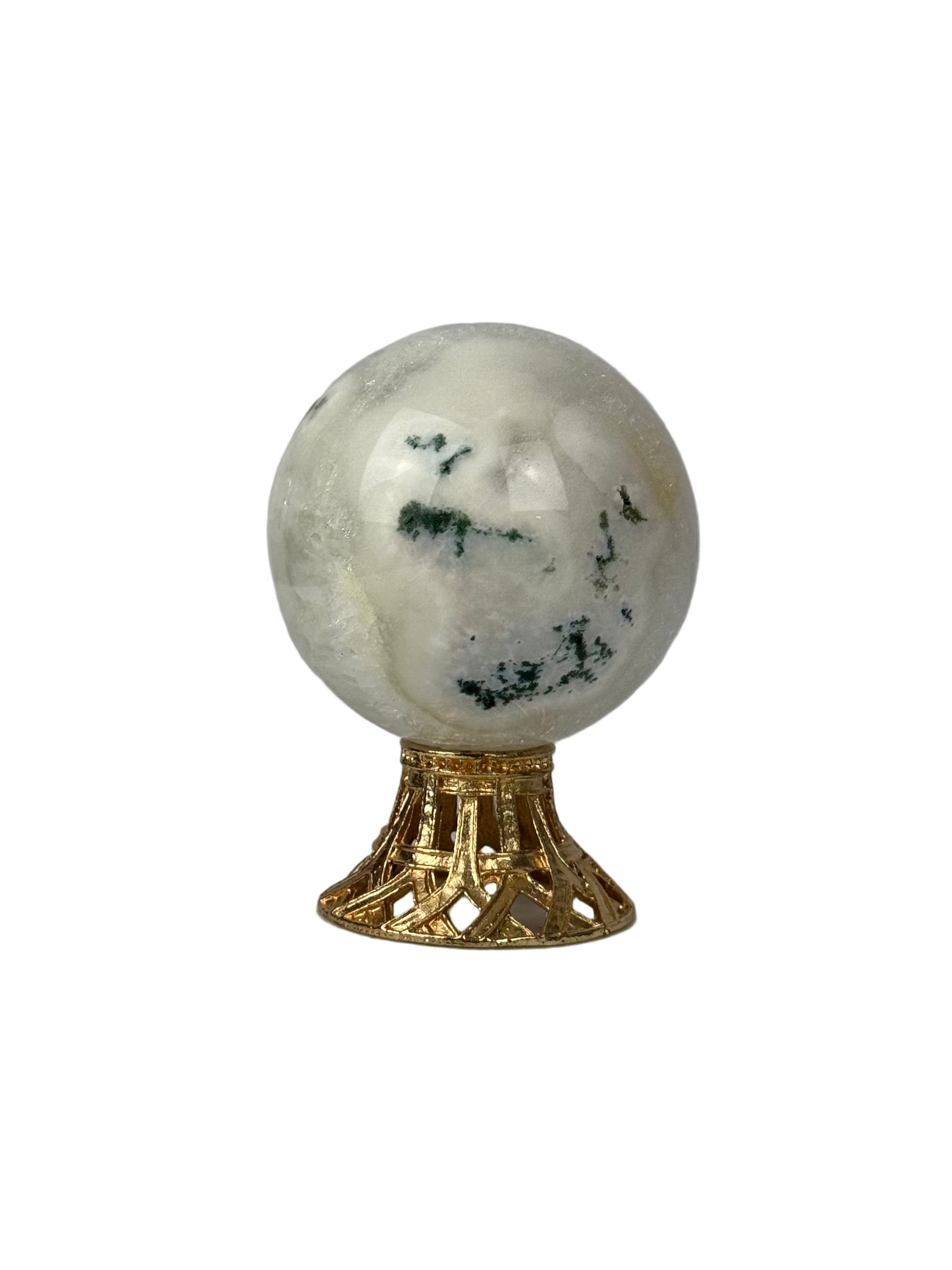 Moss agate sphere - natural, India, view 4 - The Crystal Showroom
