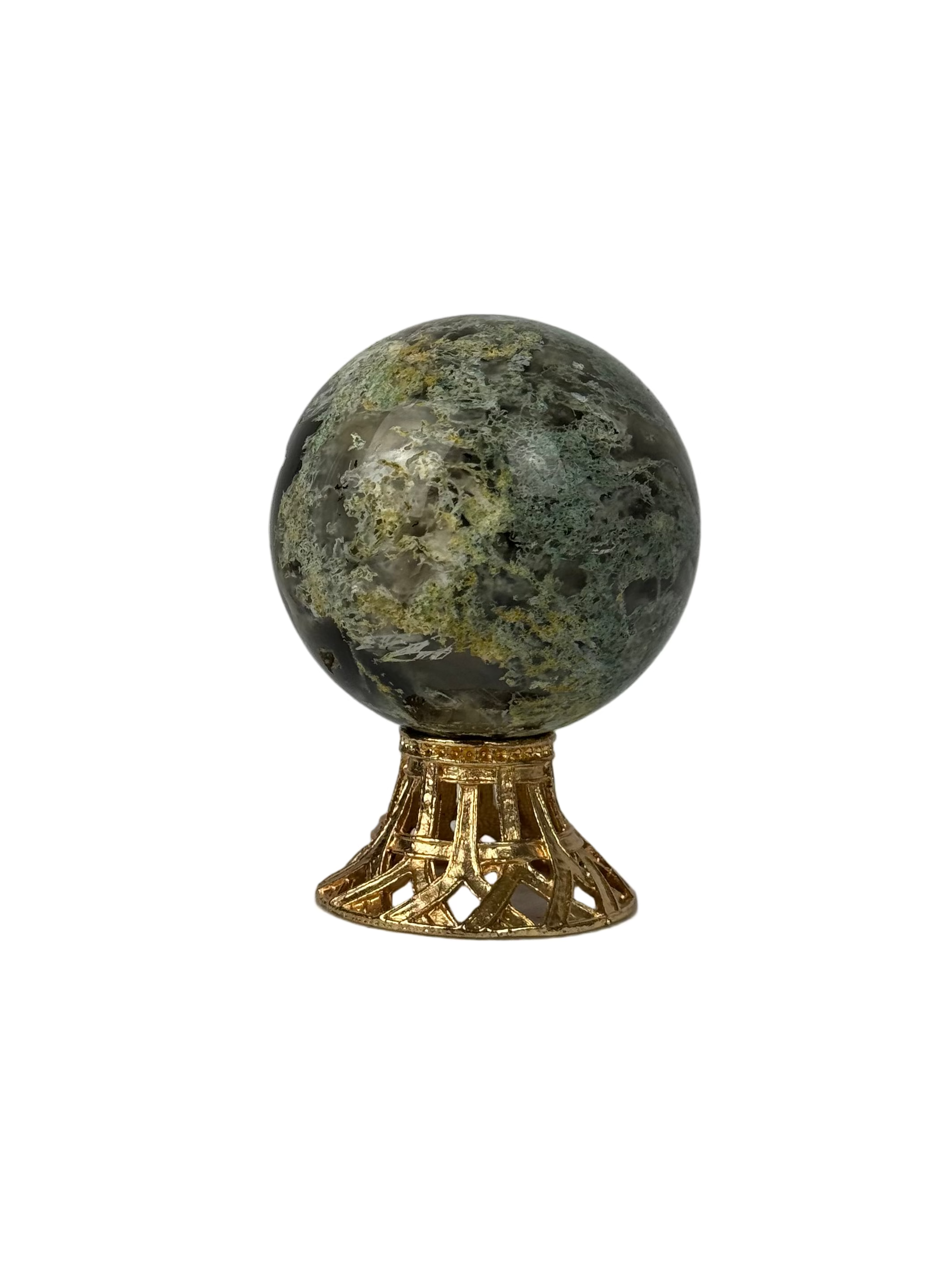 Moss agate sphere - natural, India, view 5 - The Crystal Showroom