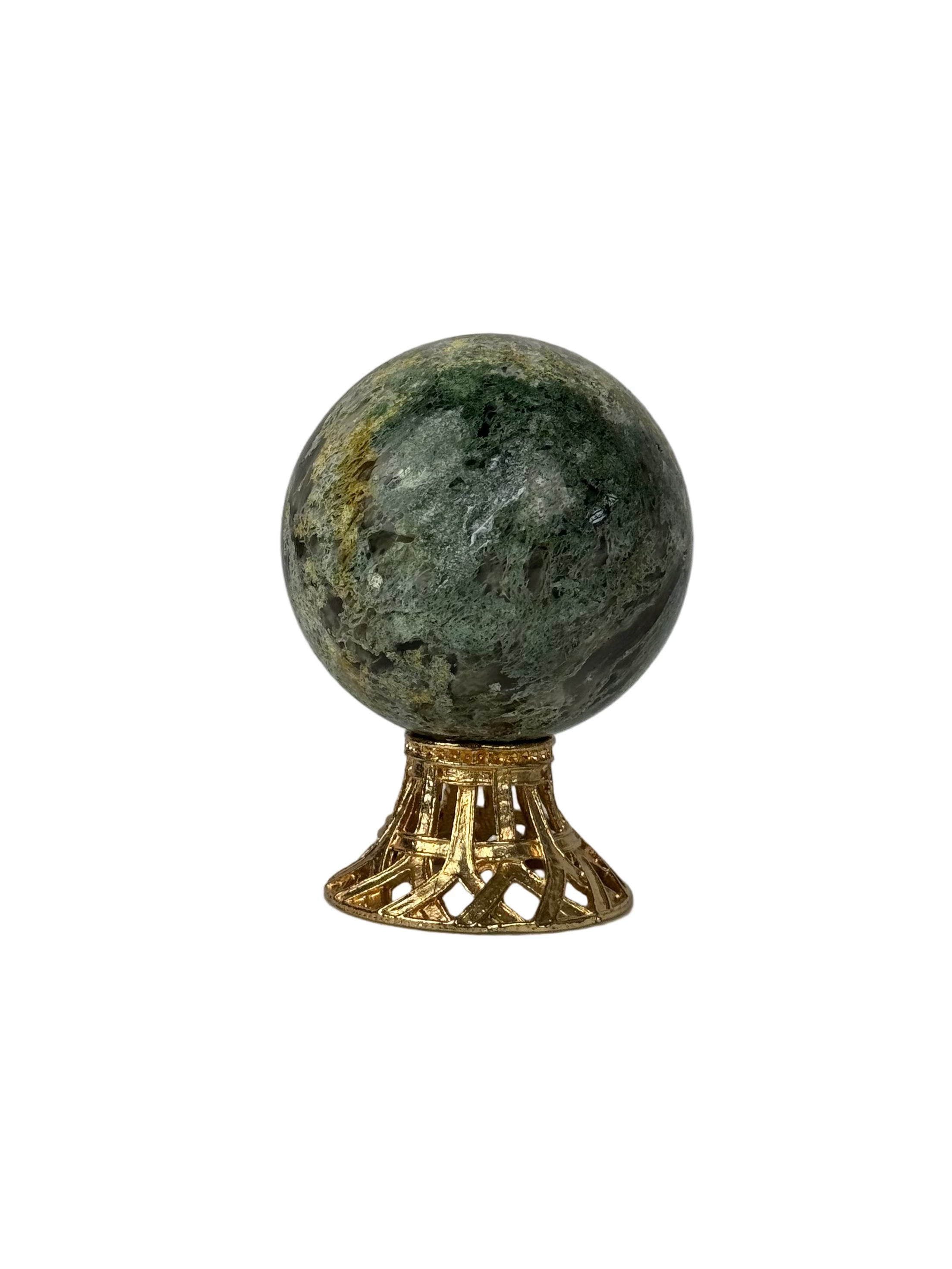 Moss agate sphere - natural, India, view 6 - The Crystal Showroom