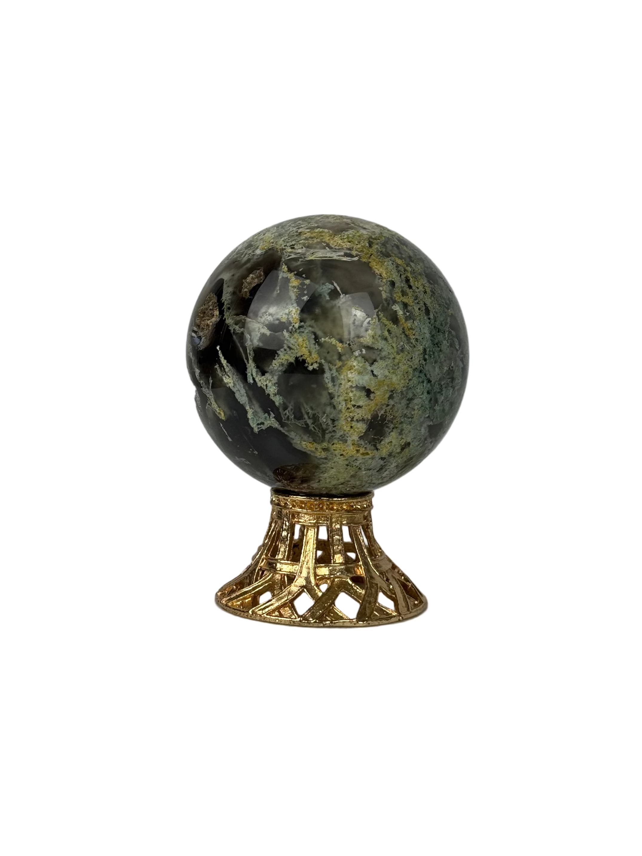 Moss agate sphere - natural, India, view 7 - The Crystal Showroom