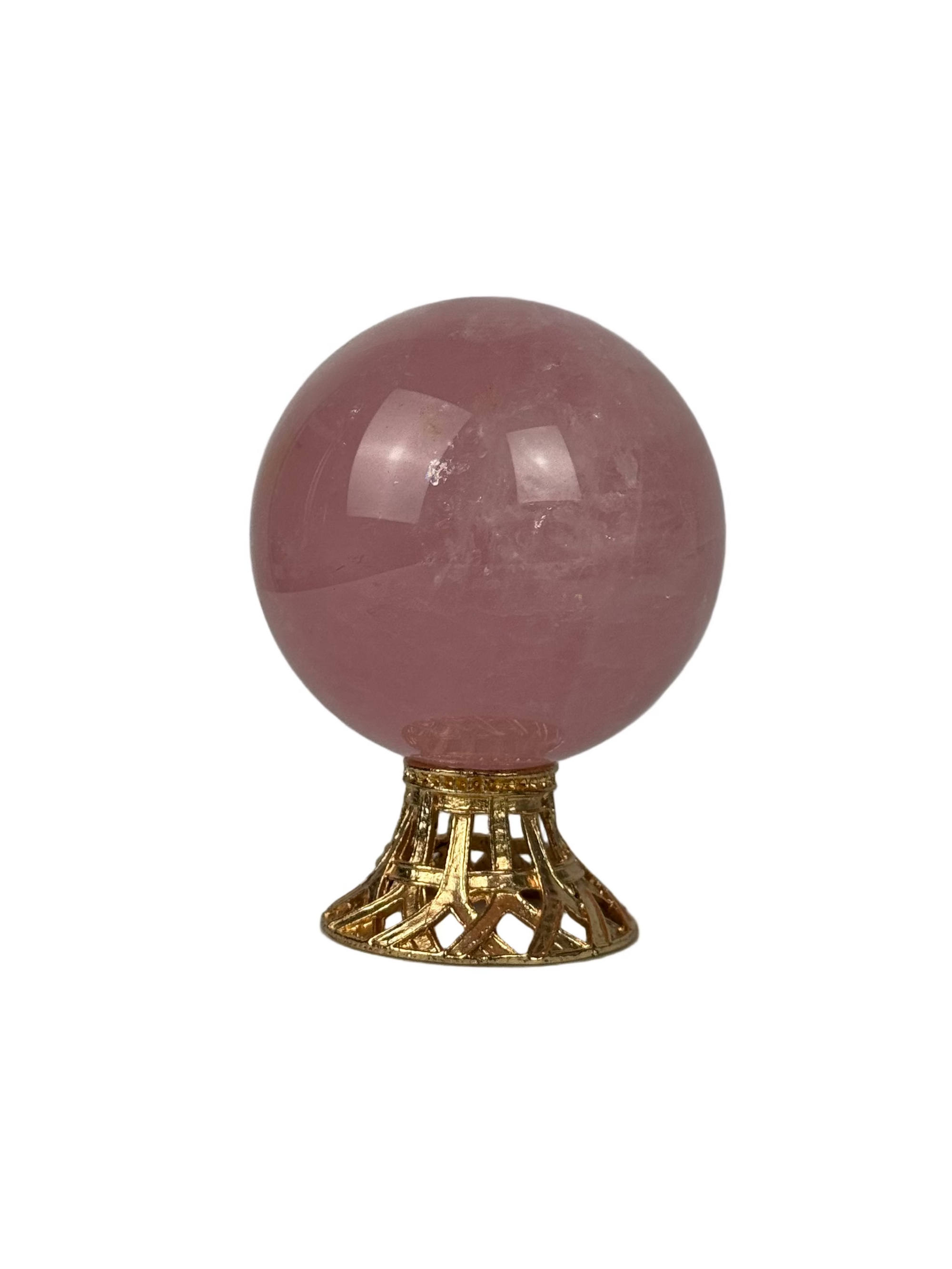 Rose quartz sphere - natural, Brazil, view 2 - The Crystal Showroom