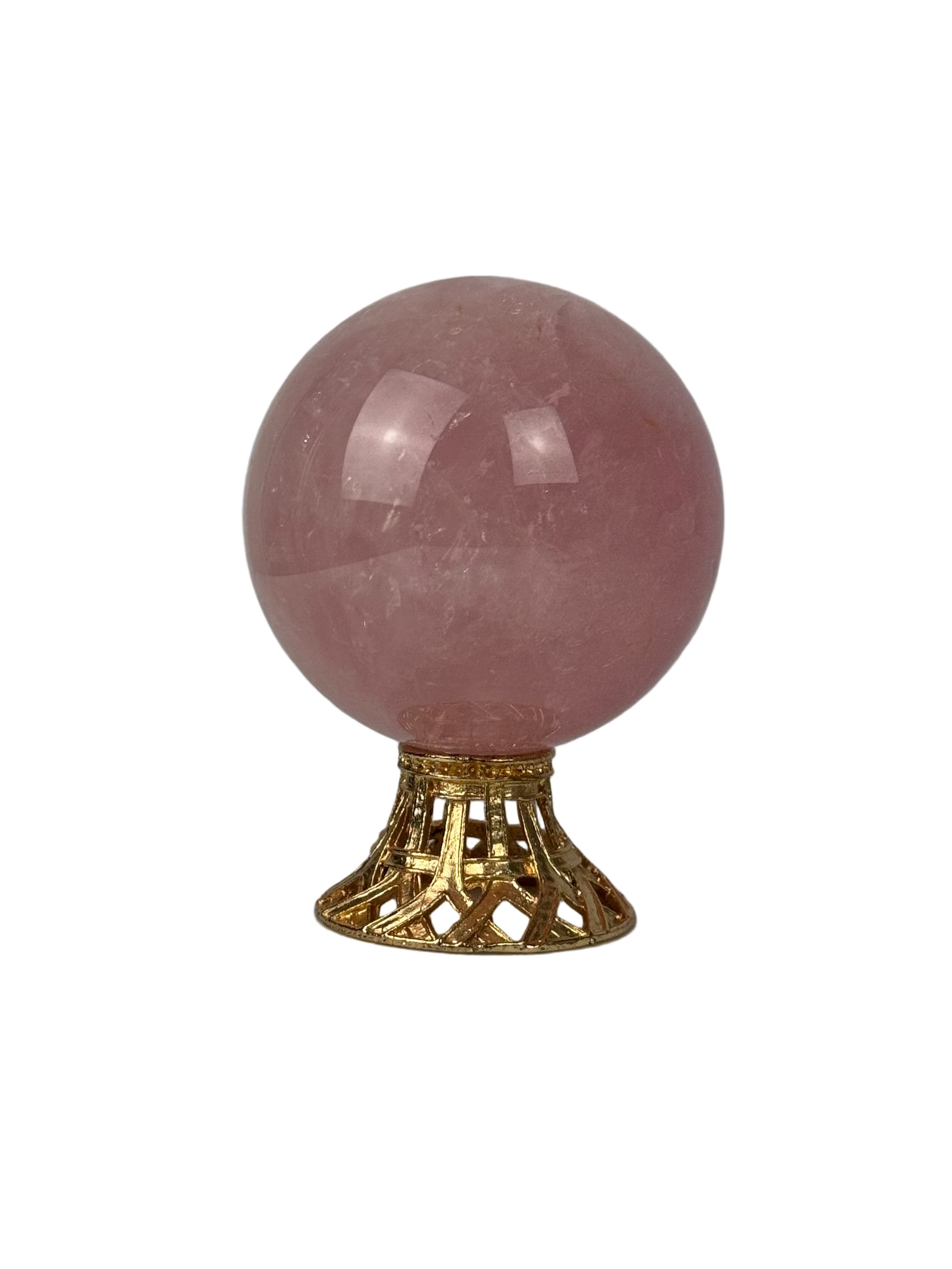 Rose quartz sphere - natural, Brazil, view 7 - The Crystal Showroom