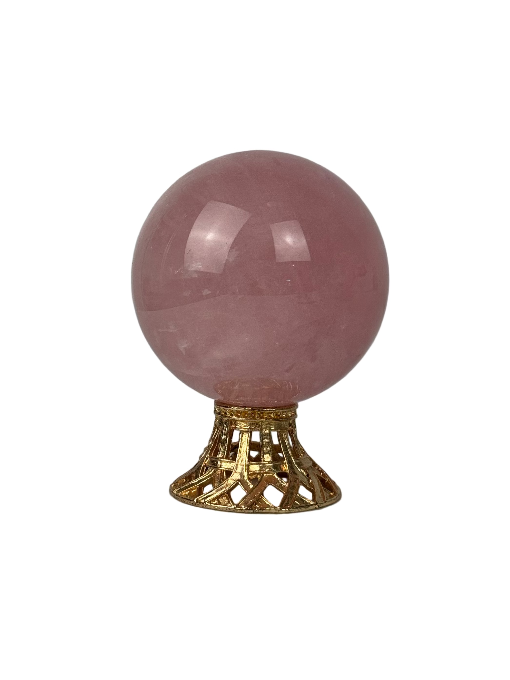 Rose quartz sphere - natural, Brazil, view 8 - The Crystal Showroom
