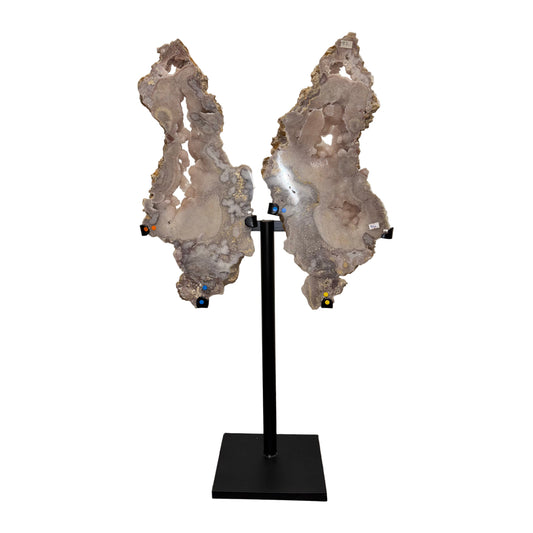 Pink Amethyst Butterfly Wings on Stand