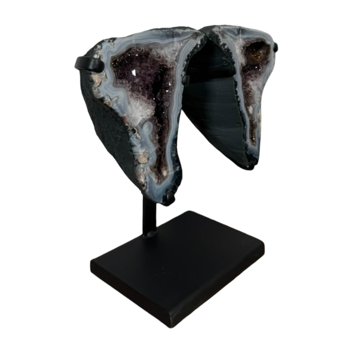 Amethyst geode butterfly (A) — cut and mounted, Brazil