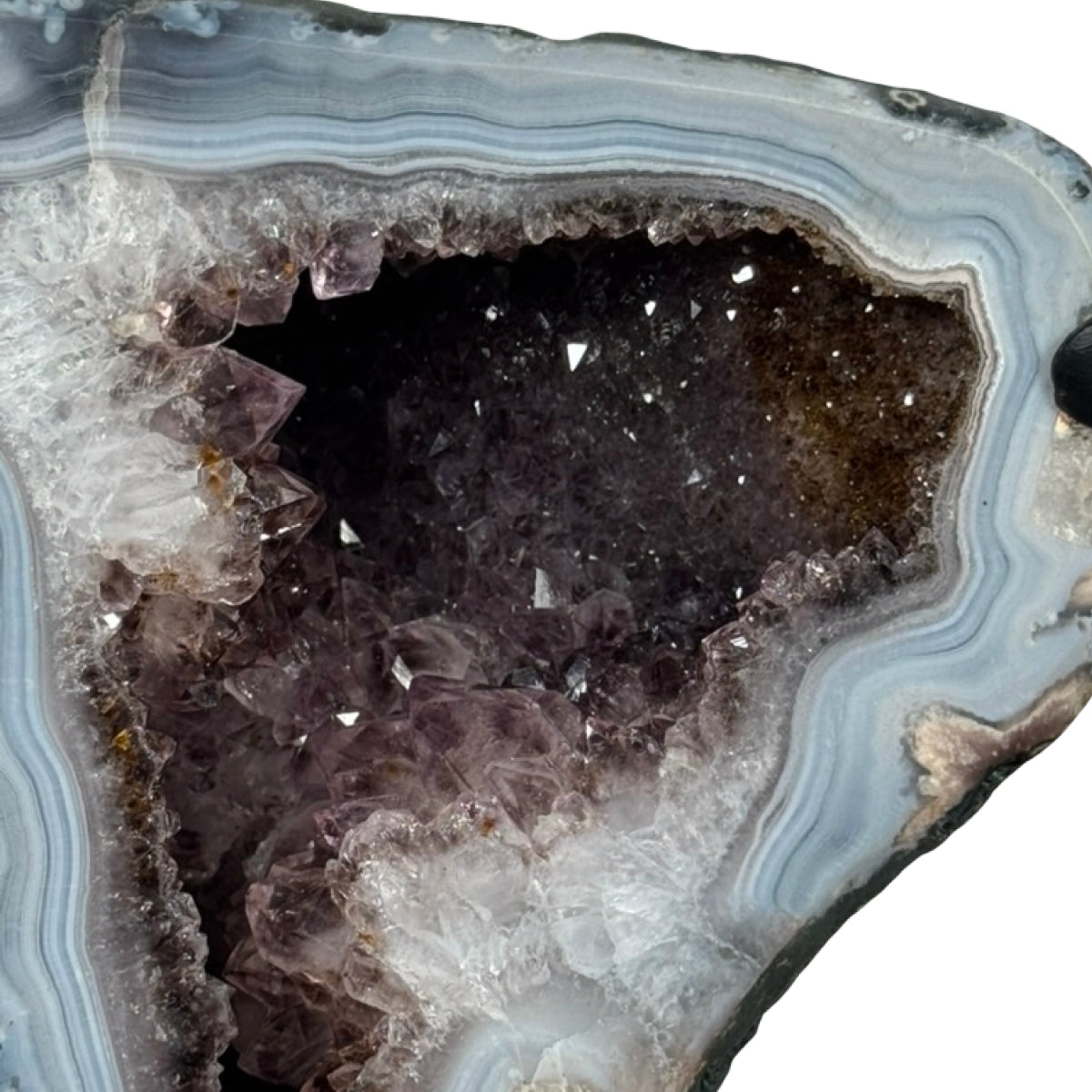 Amethyst geode butterfly (A) — cut and mounted, Brazil
