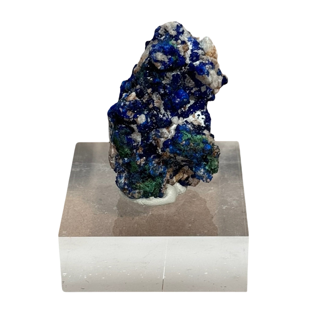 Azurite with malachite (A) — natural, Morocco