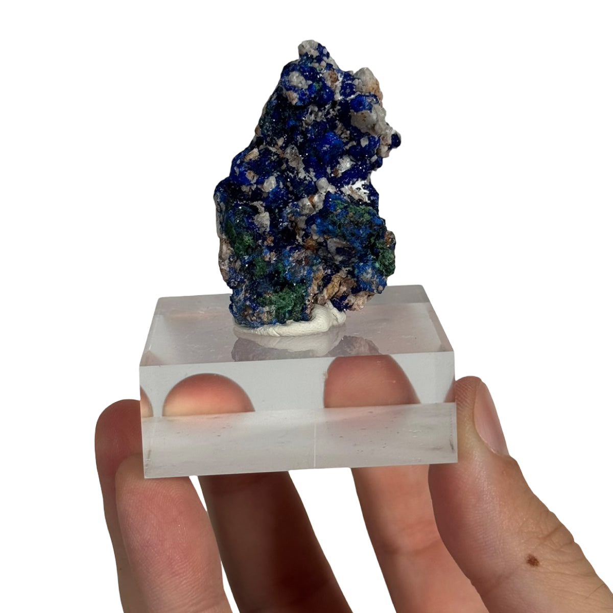 Azurite with malachite (A) — natural, Morocco