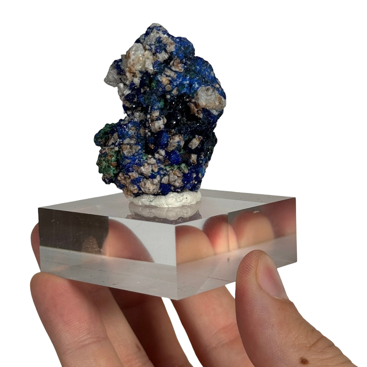 Azurite with malachite (A) — natural, Morocco