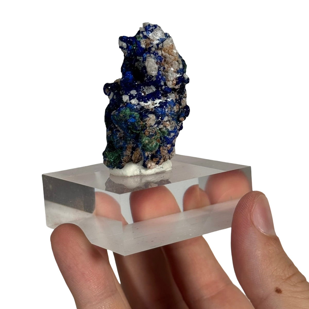 Azurite with malachite (A) — natural, Morocco
