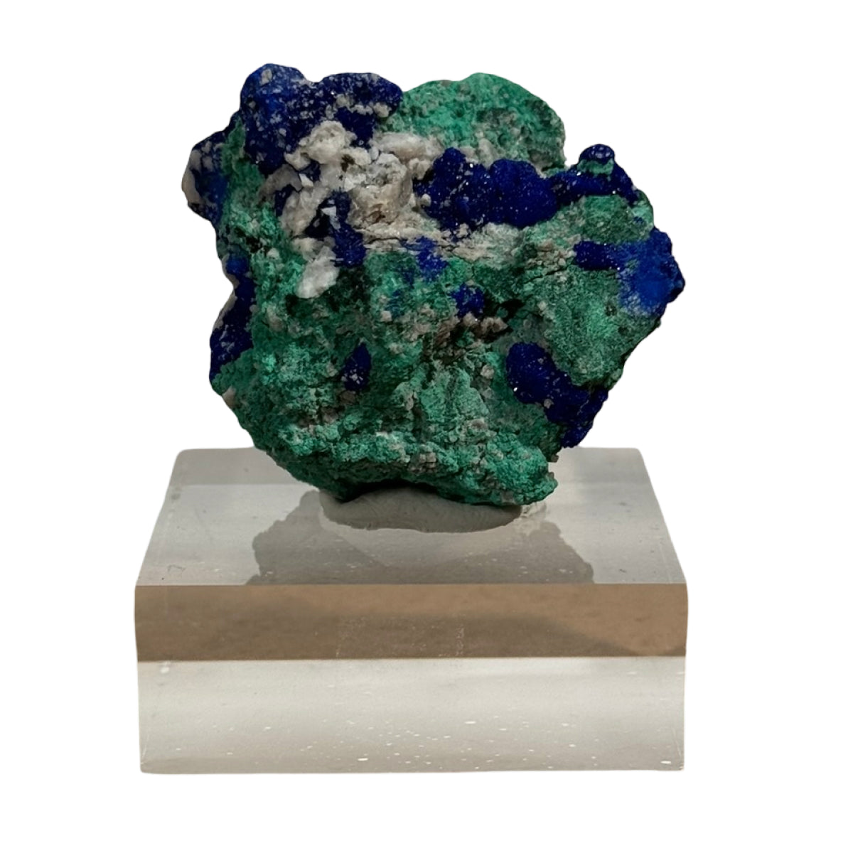 Azurite with malachite (B) — natural, Morocco