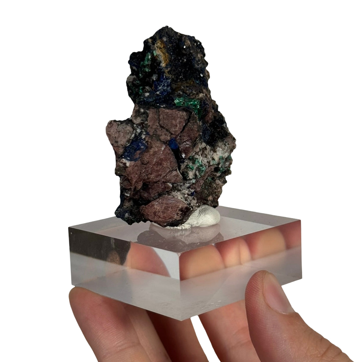 Azurite with malachite (C) — natural, Morocco