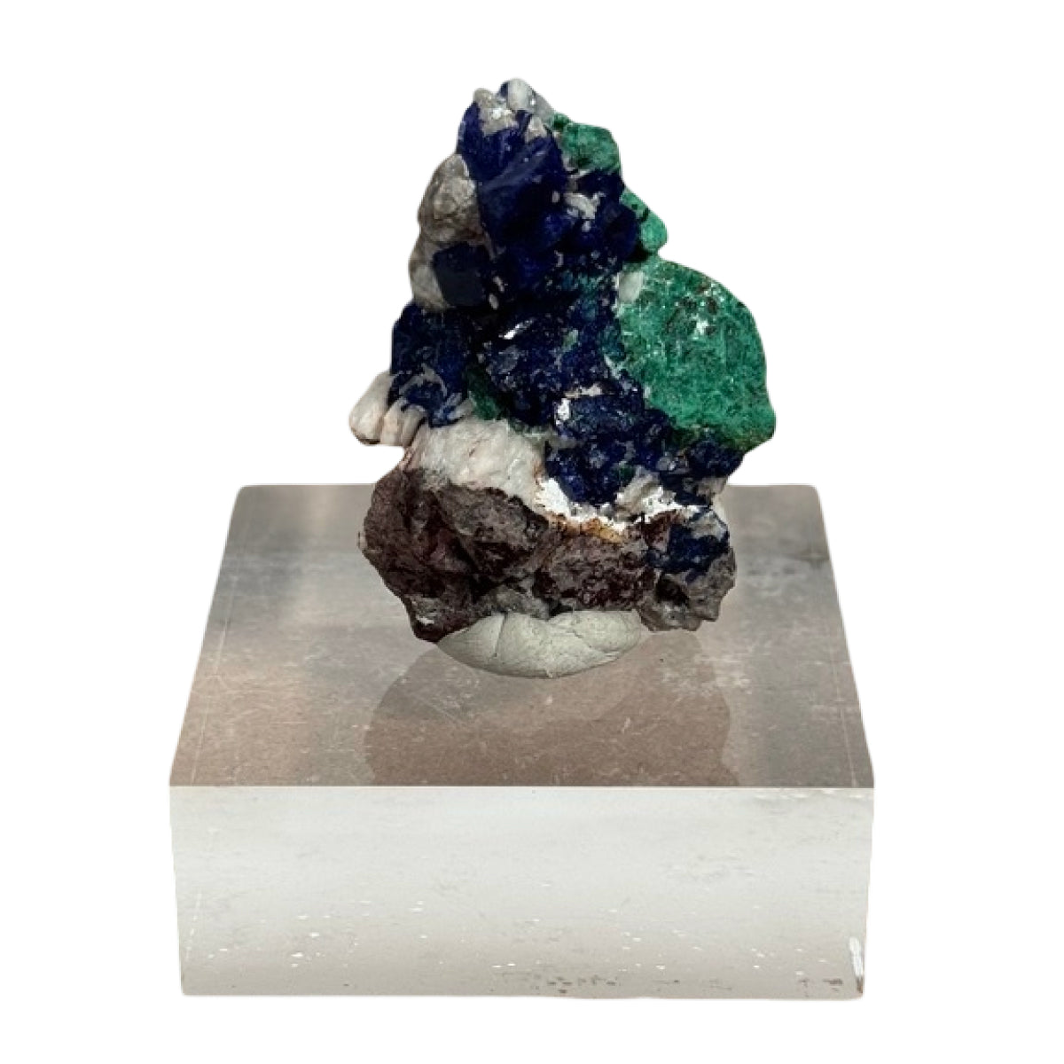 Azurite with malachite (D) — natural, Morocco