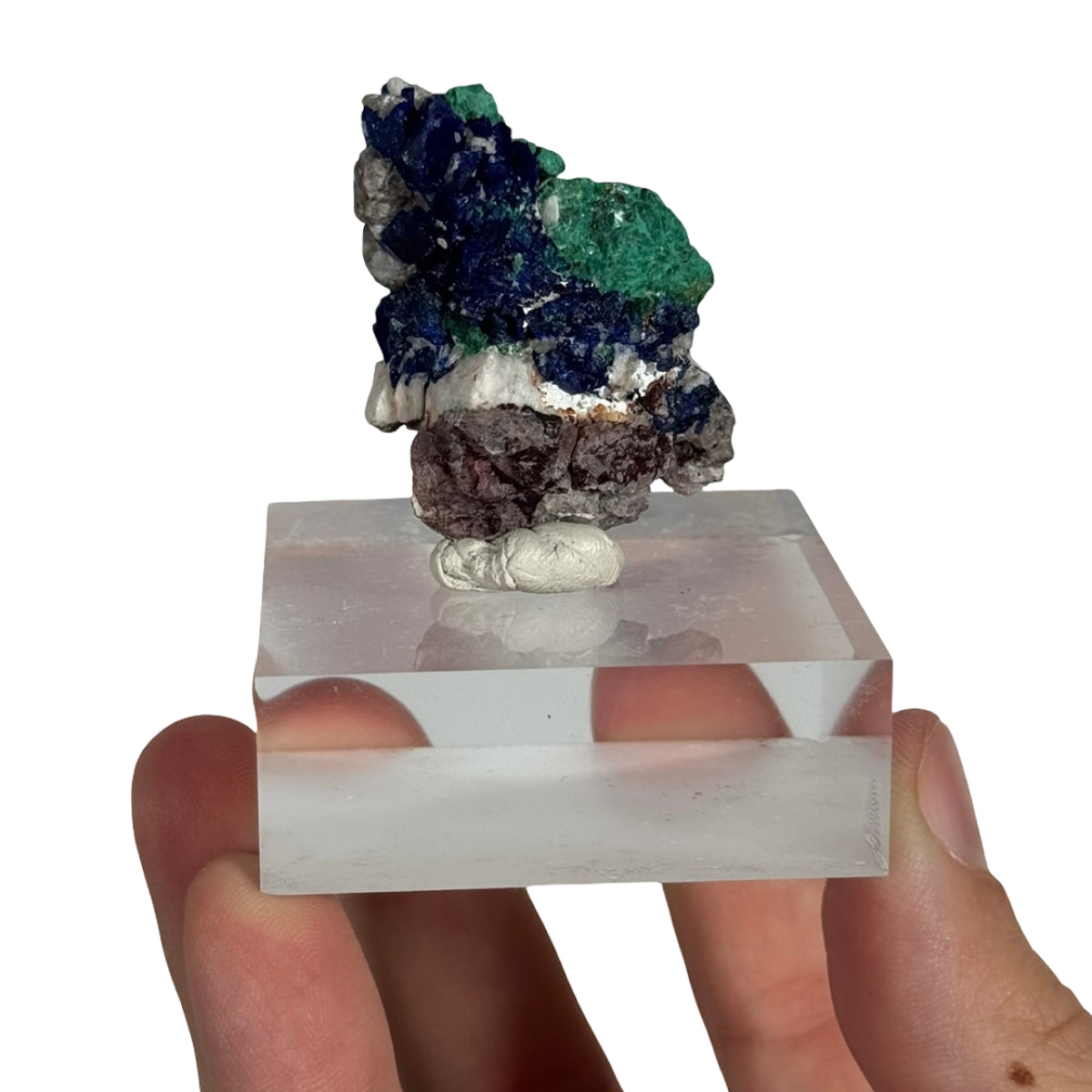 Azurite with malachite (D) — natural, Morocco
