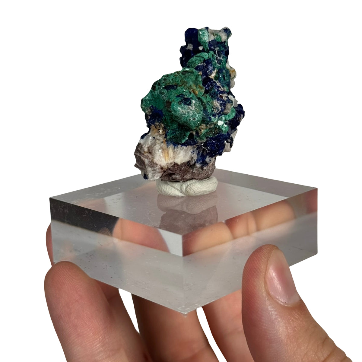 Azurite with malachite (D) — natural, Morocco