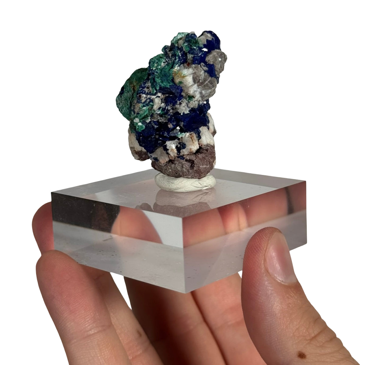 Azurite with malachite (D) — natural, Morocco