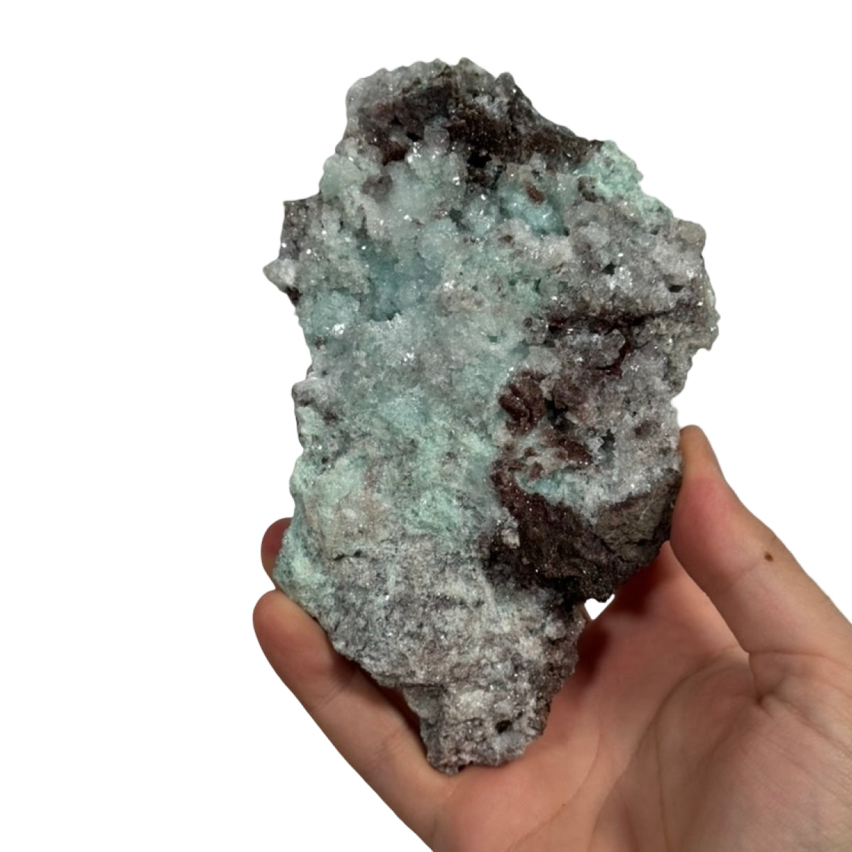 Calcite with copper minerals (A) — natural, Mexico