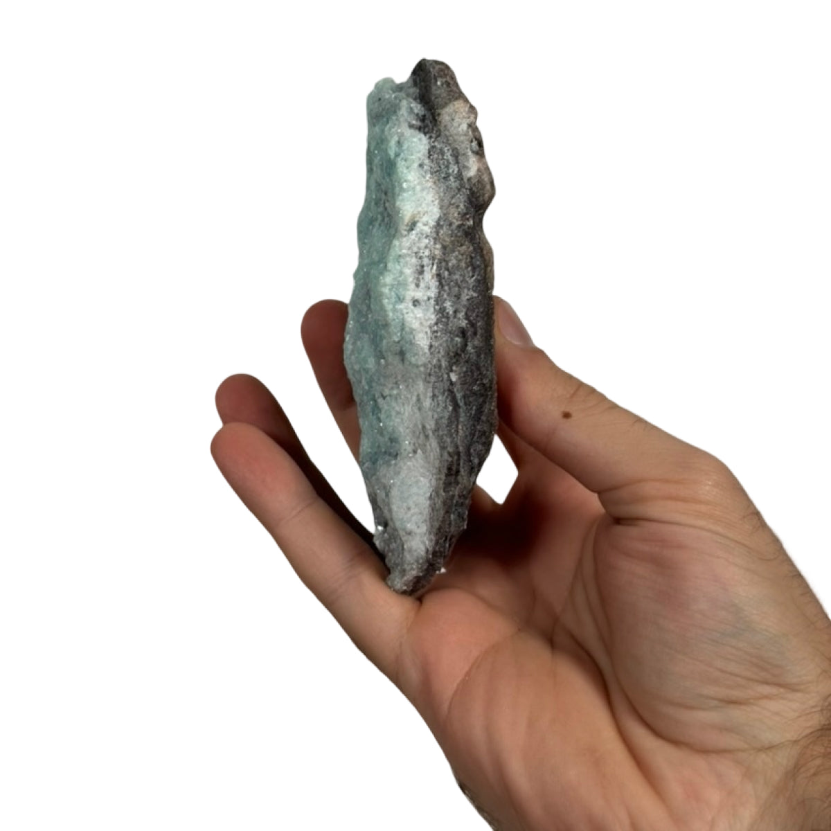Calcite with copper minerals (B) — natural, Mexico